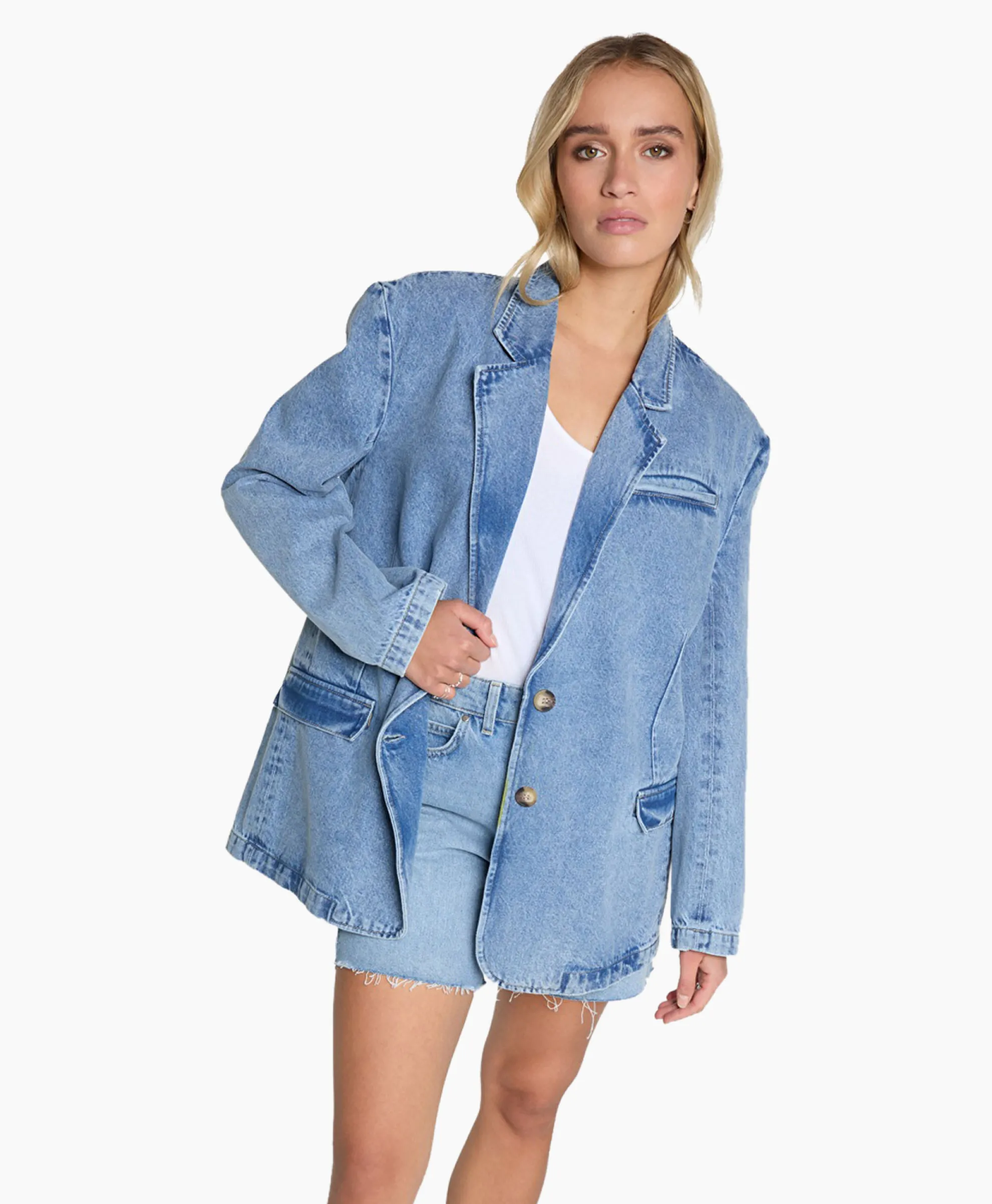 Alix The Label Blazer Woven Denim Blauw