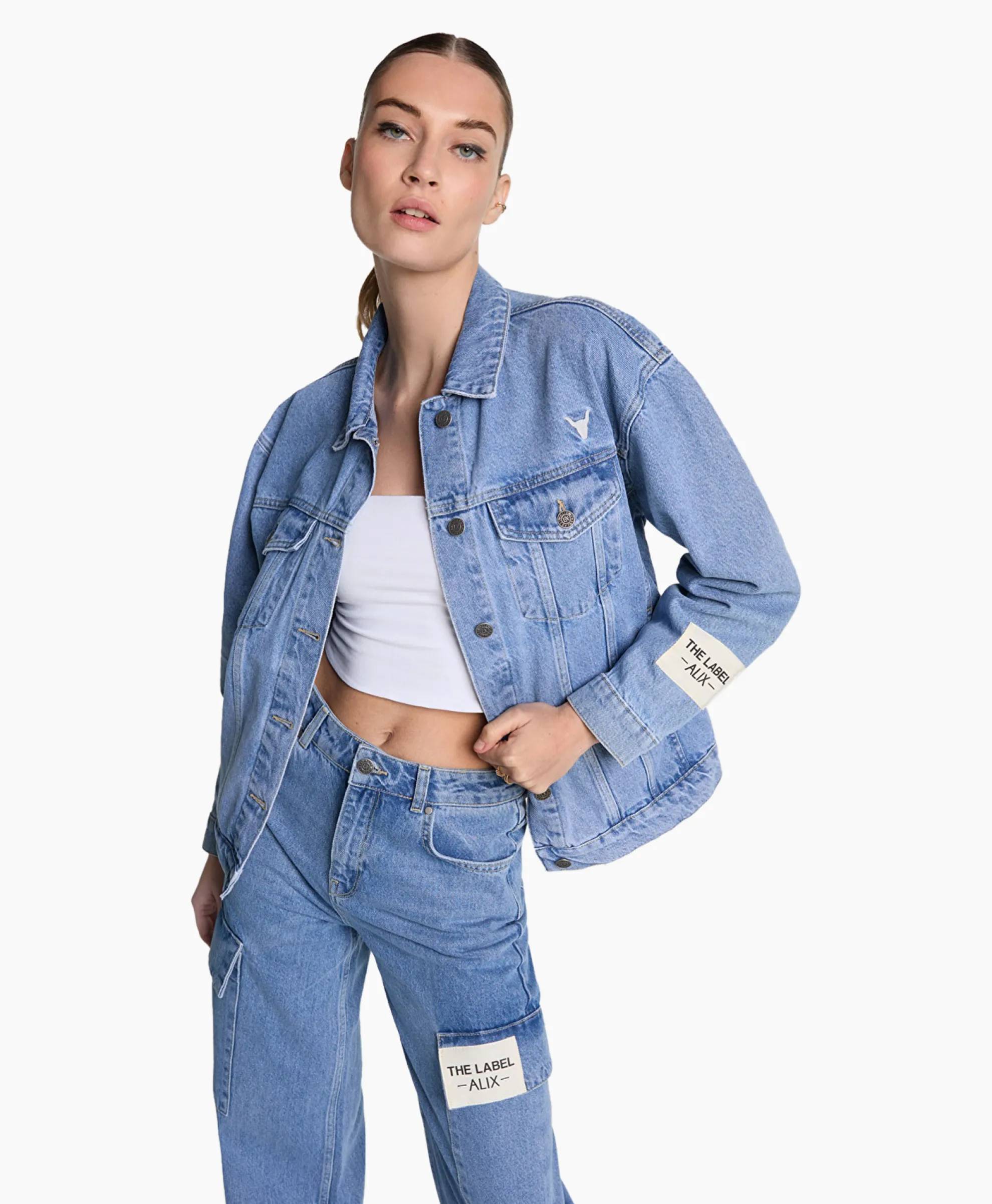 Alix The Label Jack Woven Denim Blauw