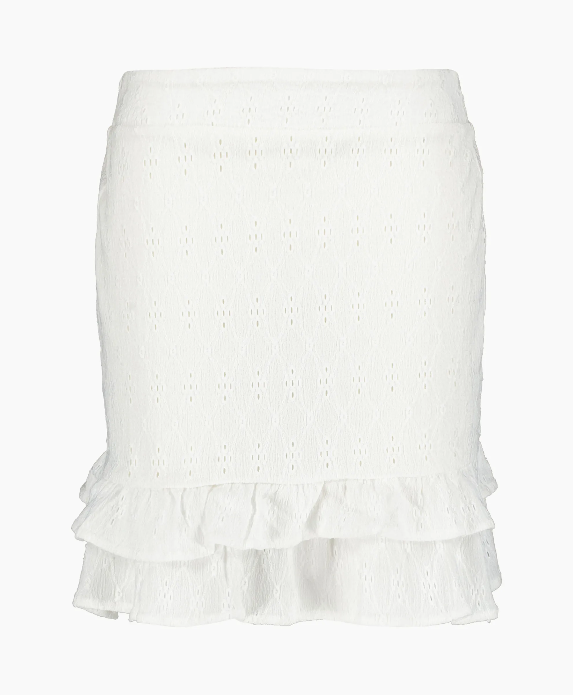 Alix The Label Minirok Knitted Jersey Broderie Skirt Off White