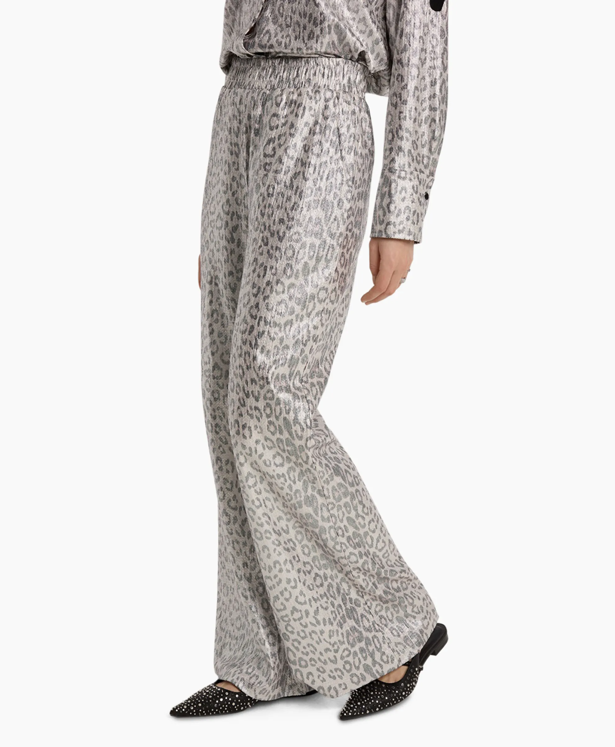 Alix The Label Pantalon Knitted Leopard Zilver