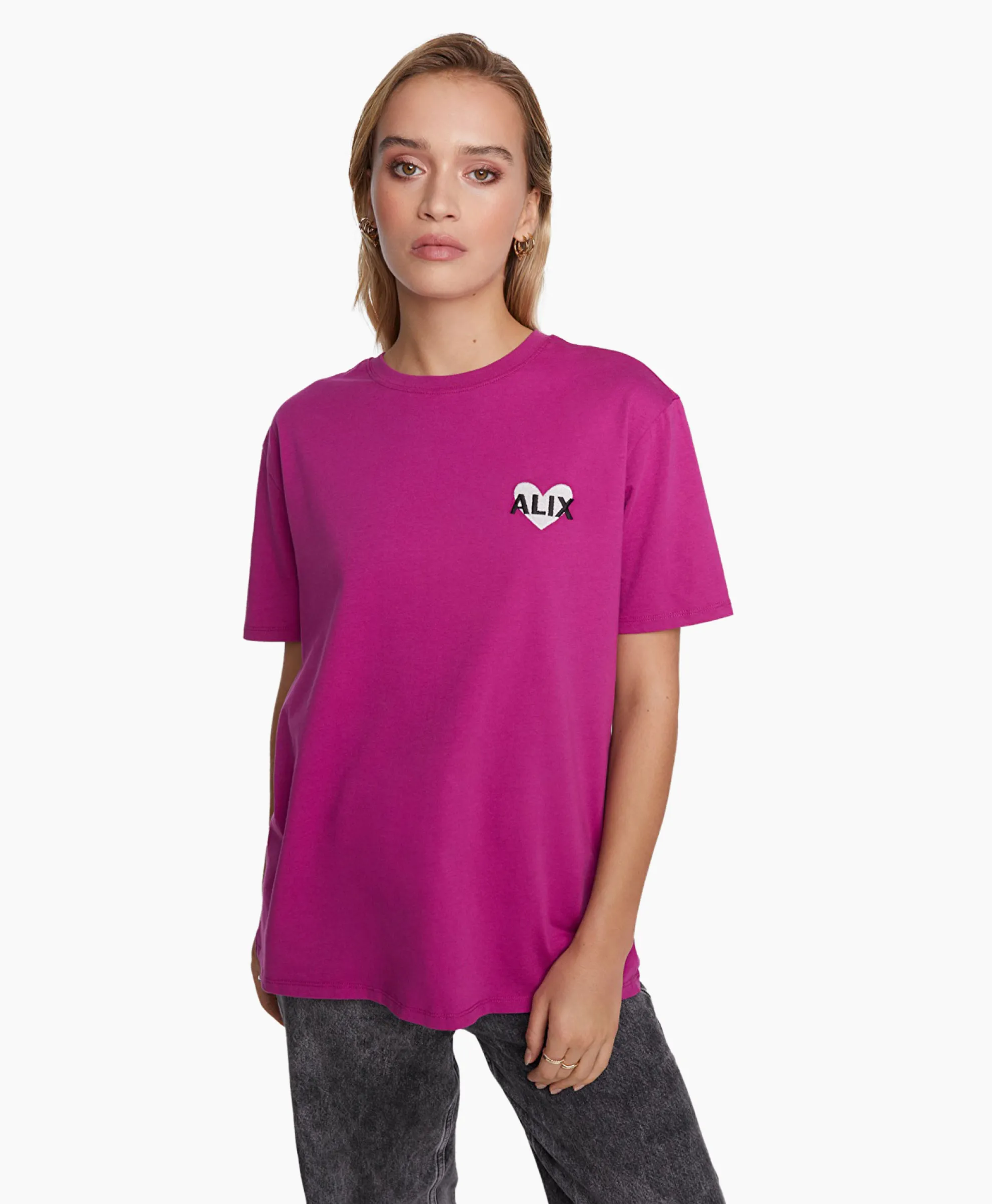 Alix The Label T-Shirt Korte Mouw Knitted Alix Heart Bordeaux