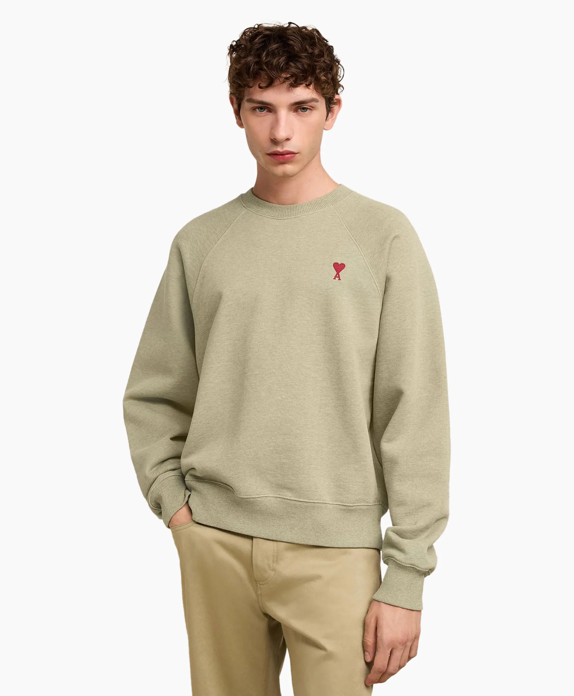 Ami Paris Sweater Ami De Coeur Khaki