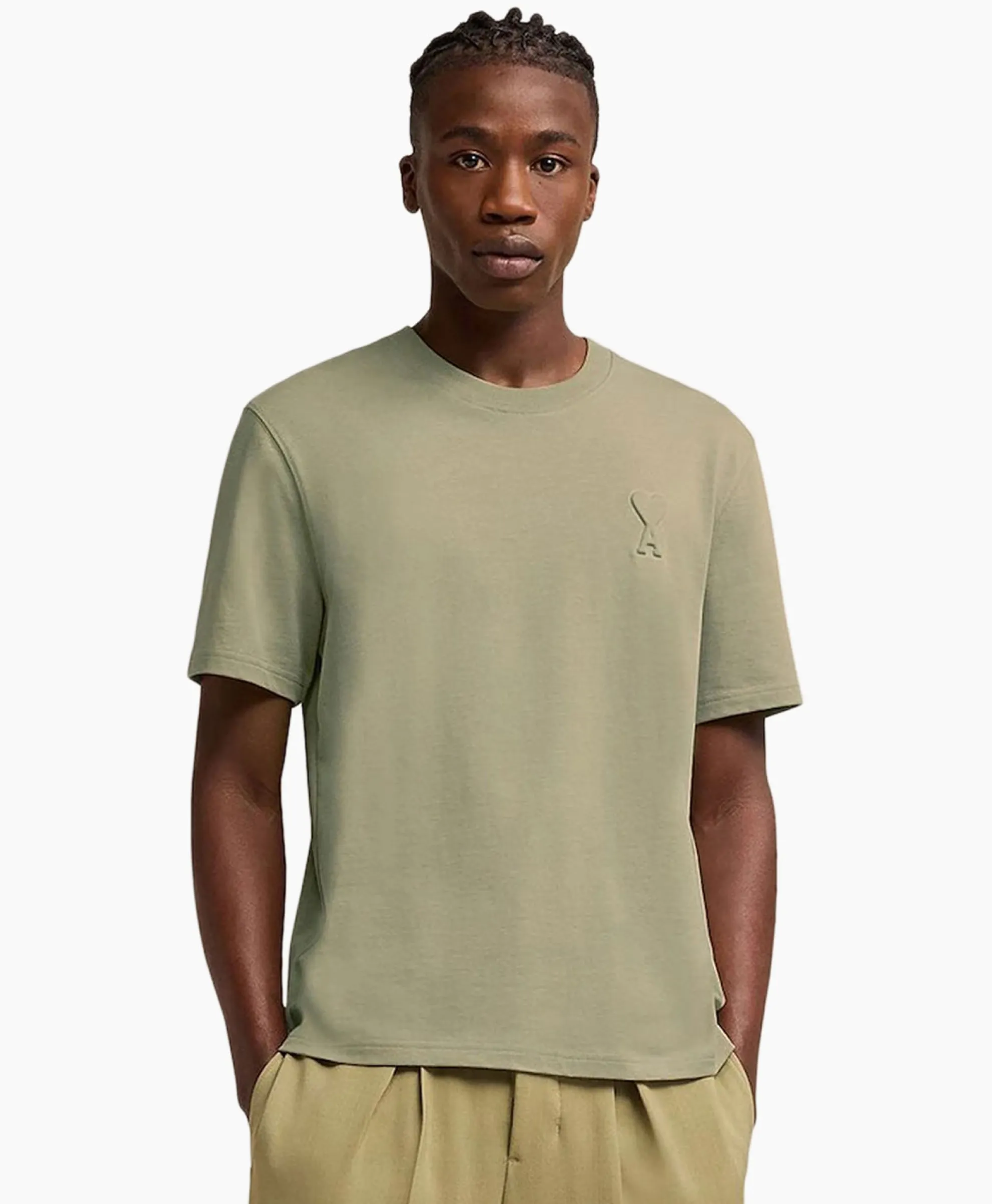 Ami Paris T-Shirt Korte Mouw Adc Khaki