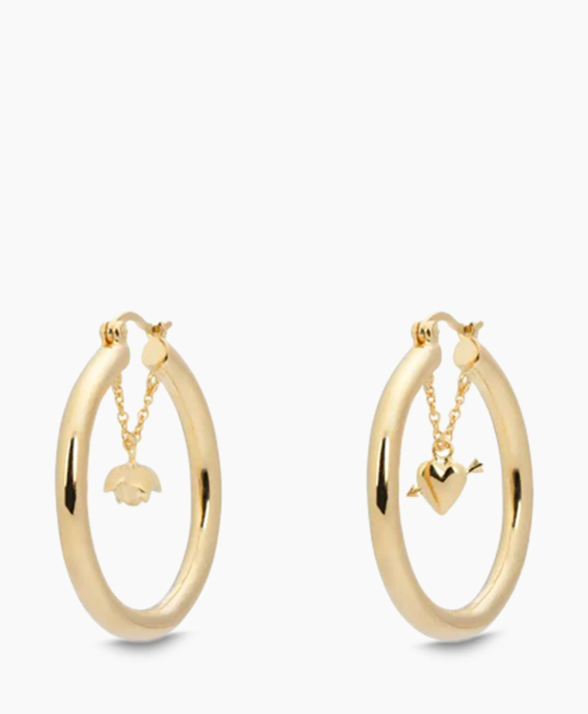 Anna+Nina Oorbellen Love Story Hoop Earrings Silver Goldplat Goud