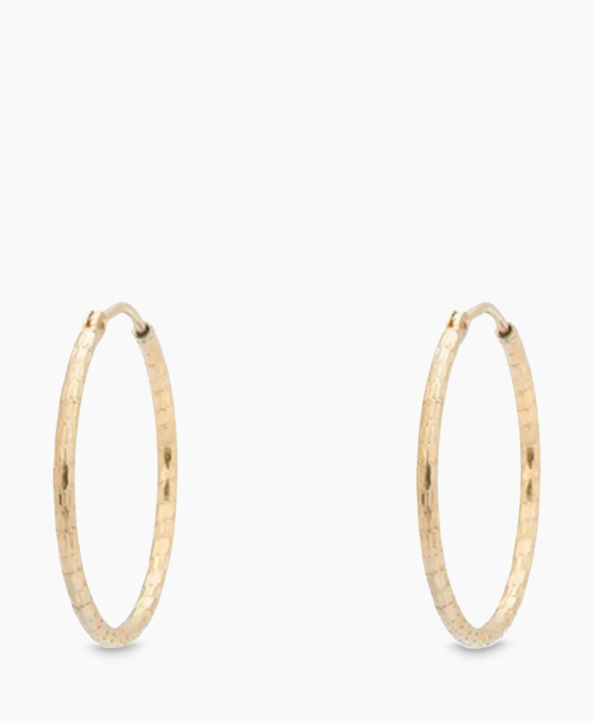 Anna+Nina Oorbellen Hammered Plain Hoop Earrings Xl Silver G Goud