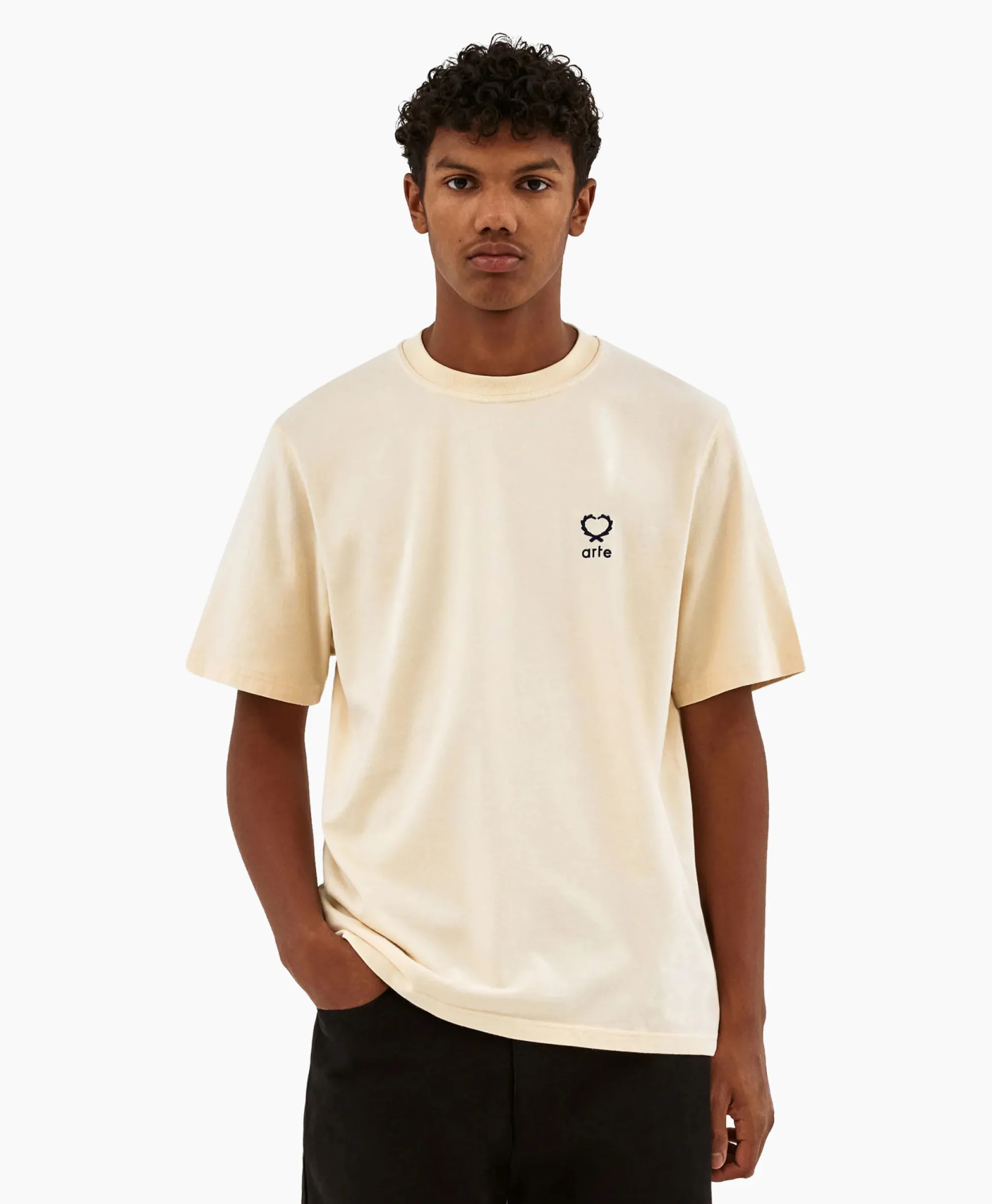 Arte Antwerp T-Shirt Korte Mouw Hearts Leaves Arte Logo Chest Off White