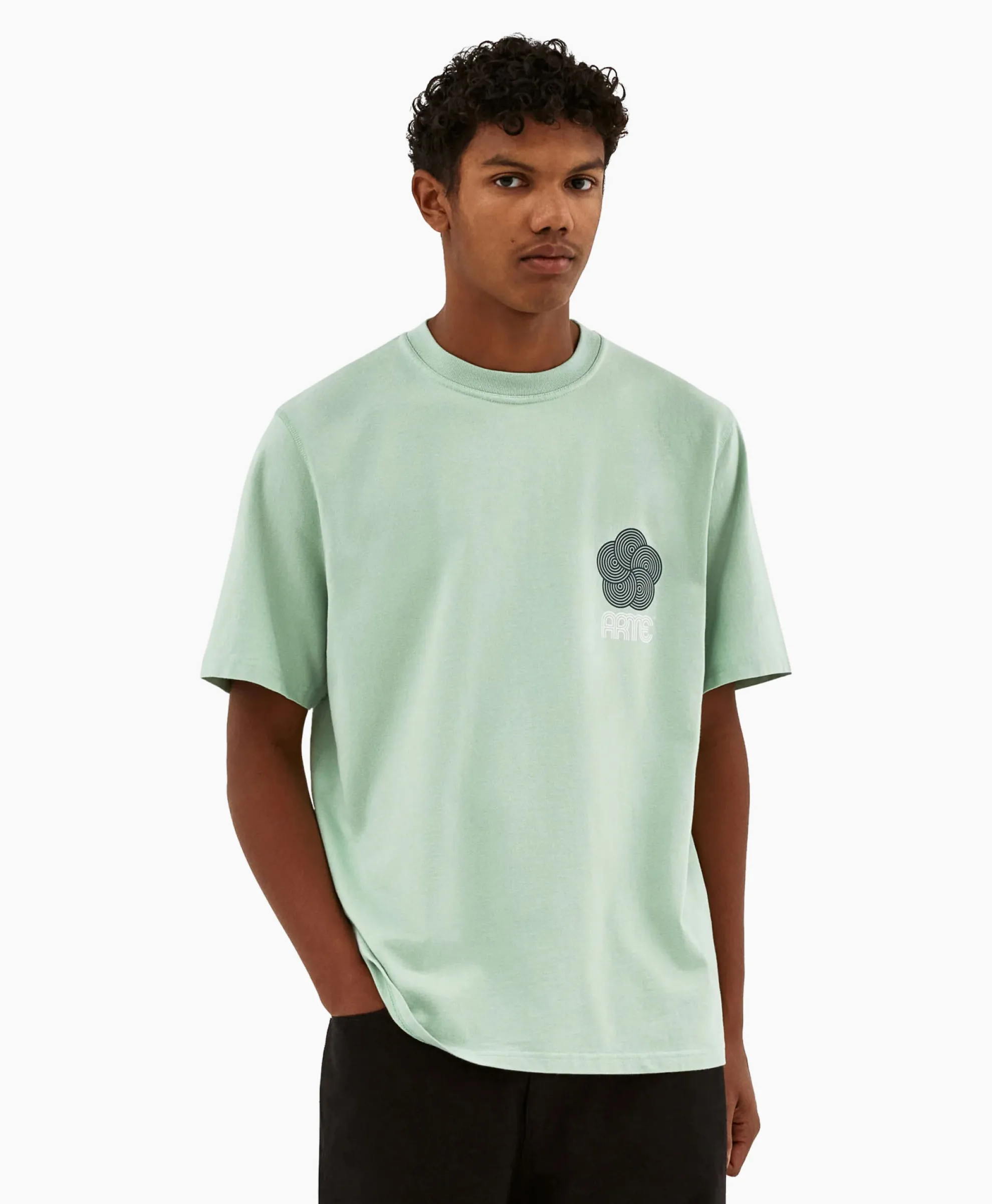 Arte Antwerp T-Shirt Korte Mouw Circle Flower Back Front Print Groen