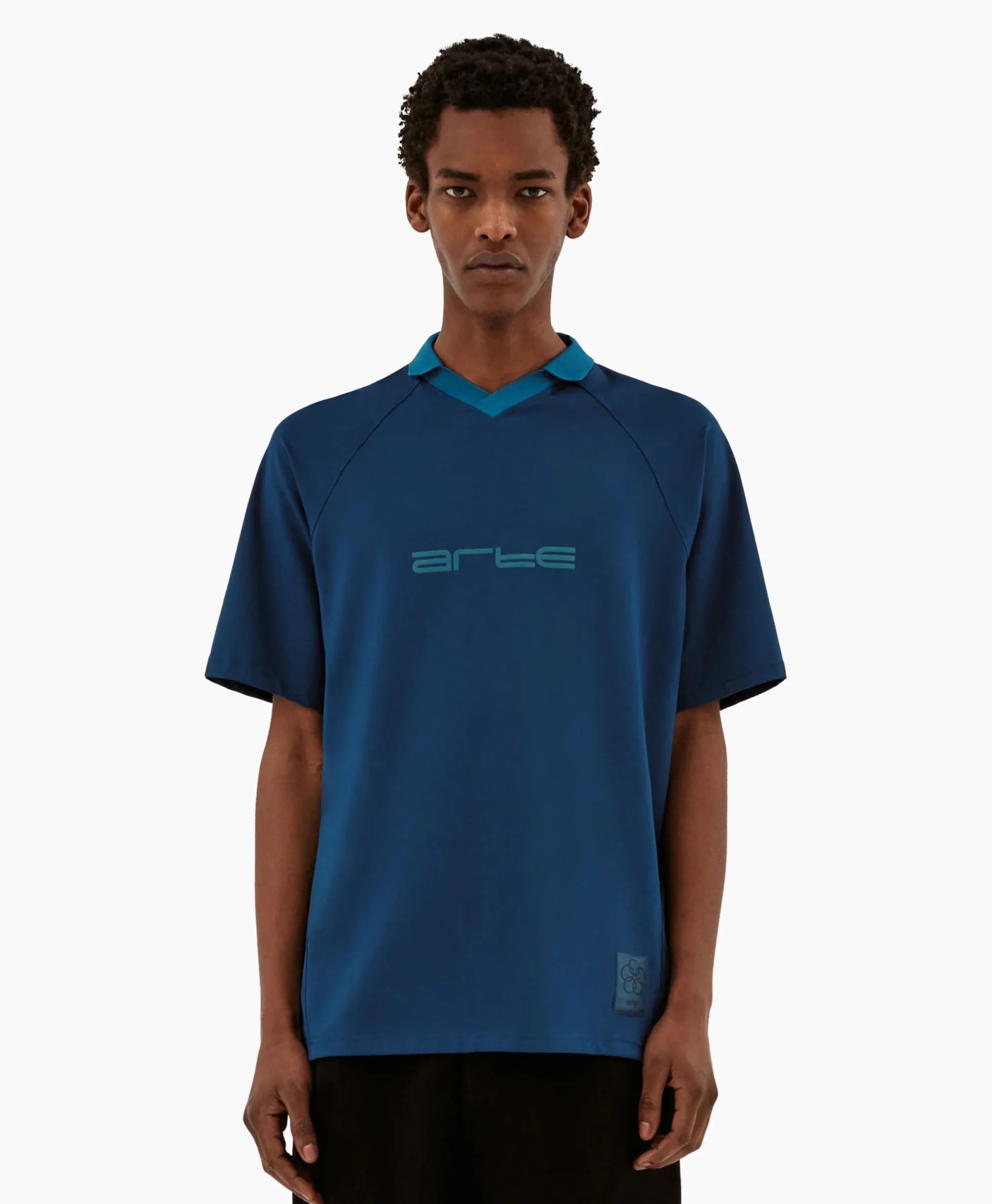 Arte Antwerp T-Shirt Korte Mouw Sport Fleece Arte Chest Contras Donker Blauw