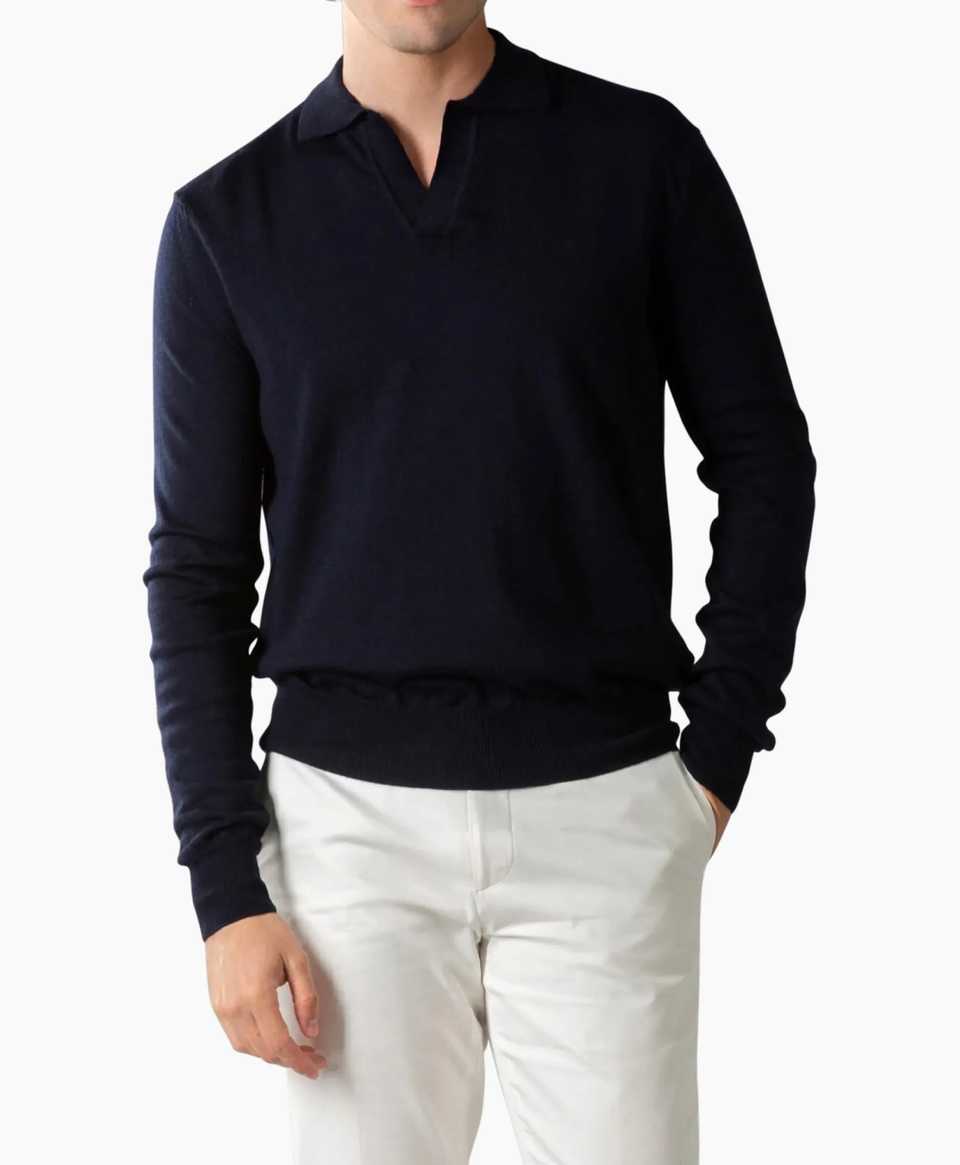 Aurelien Aurelien Pullover Buttonless Polo L Donker Blauw