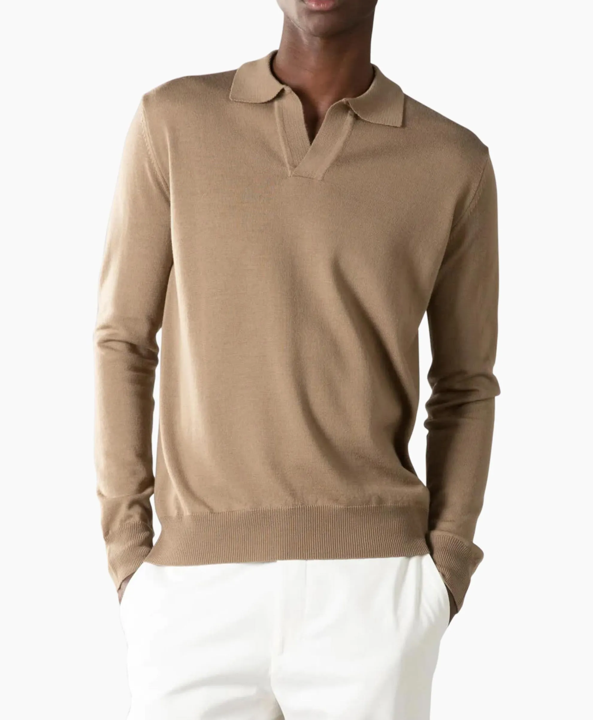 Aurelien Aurelien Pullover Buttonless Polo L Taupe