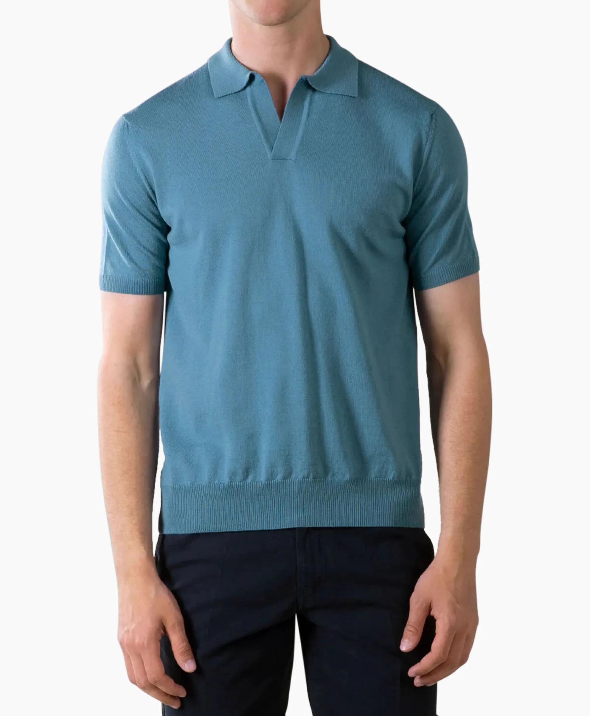 Aurelien Polo Buttonless Sl Blauw