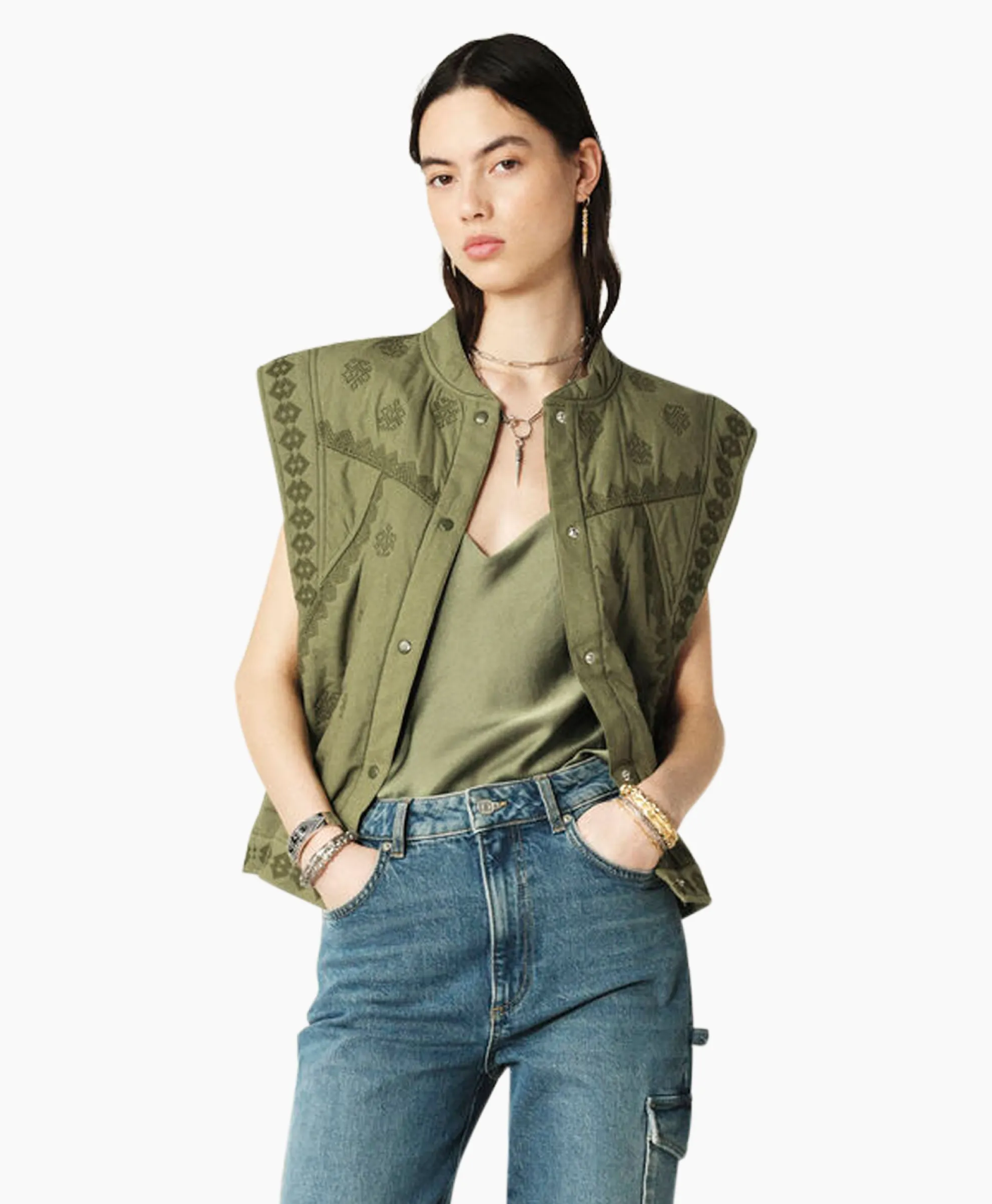 Ba&Sh Gilet Mina Khaki