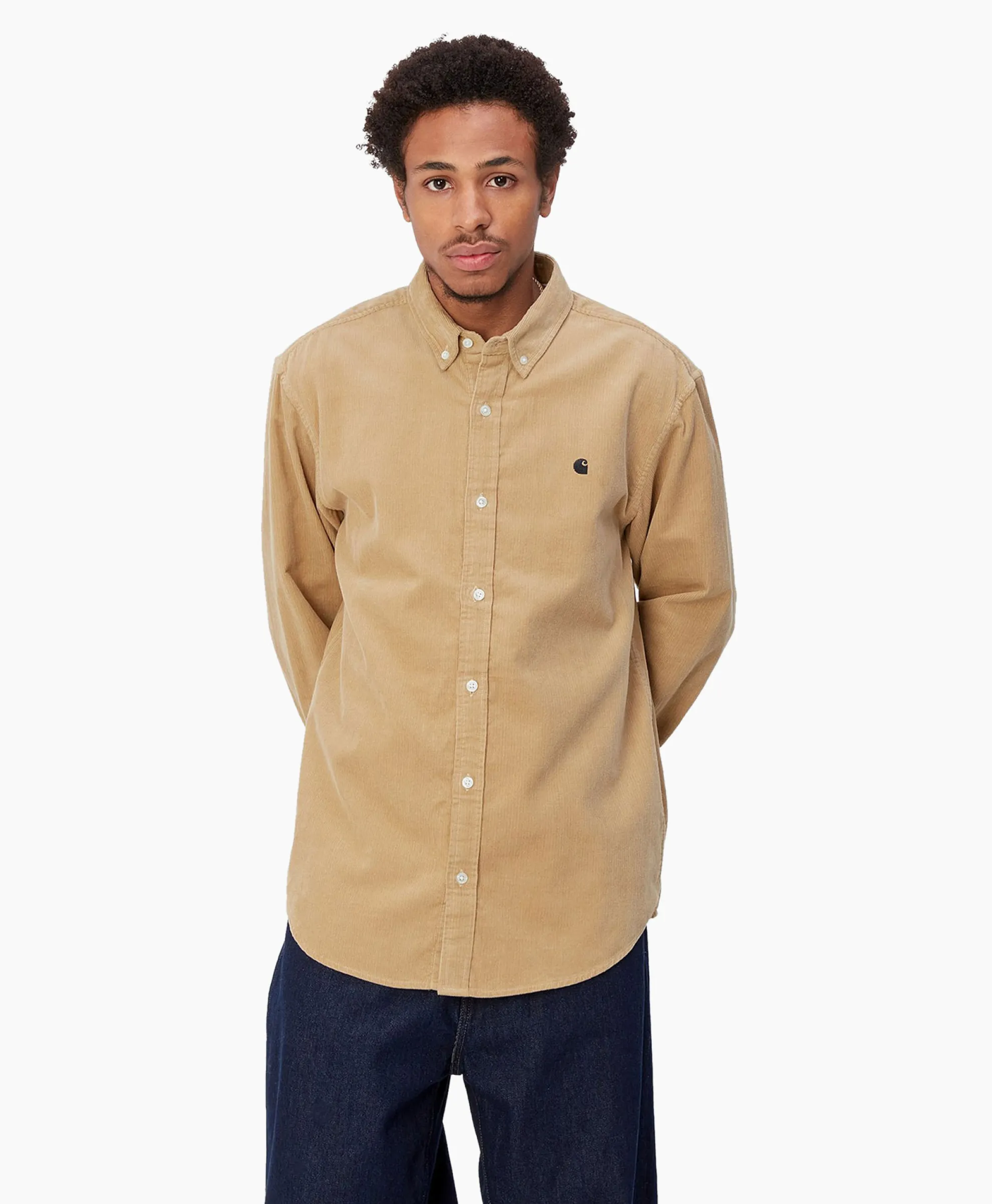 Carhartt Wip Overhemd L/S Madison Fine Cord Beige