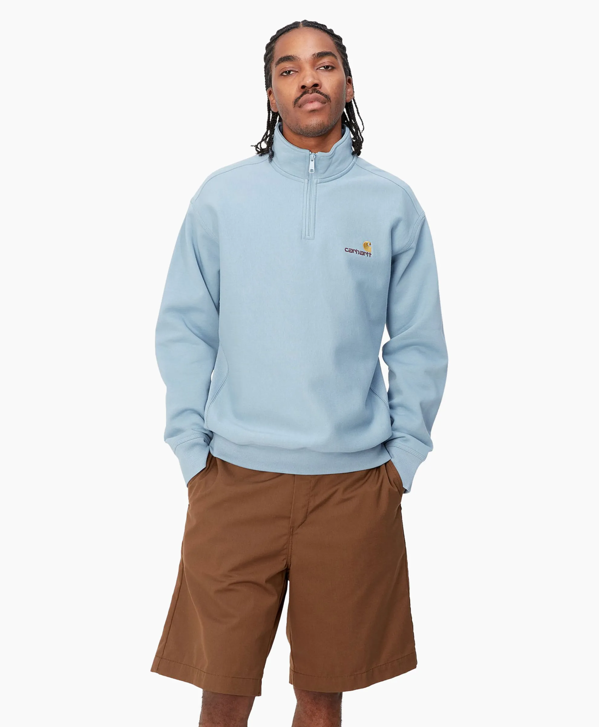 Carhartt Wip Sweater Half Zip American Script Blauw