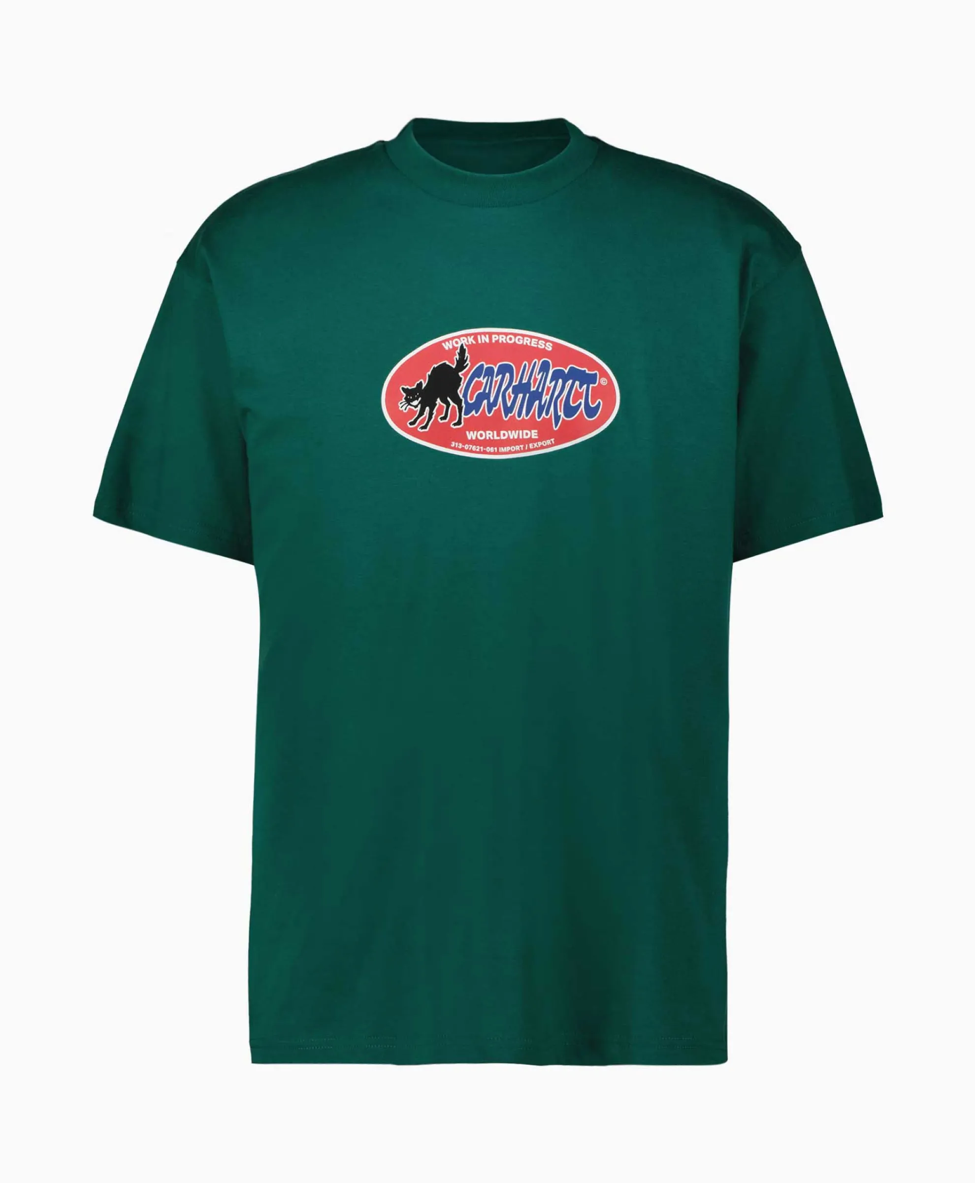 Carhartt Wip T-Shirt S/S Cat Sticker Organic Cotton Groen