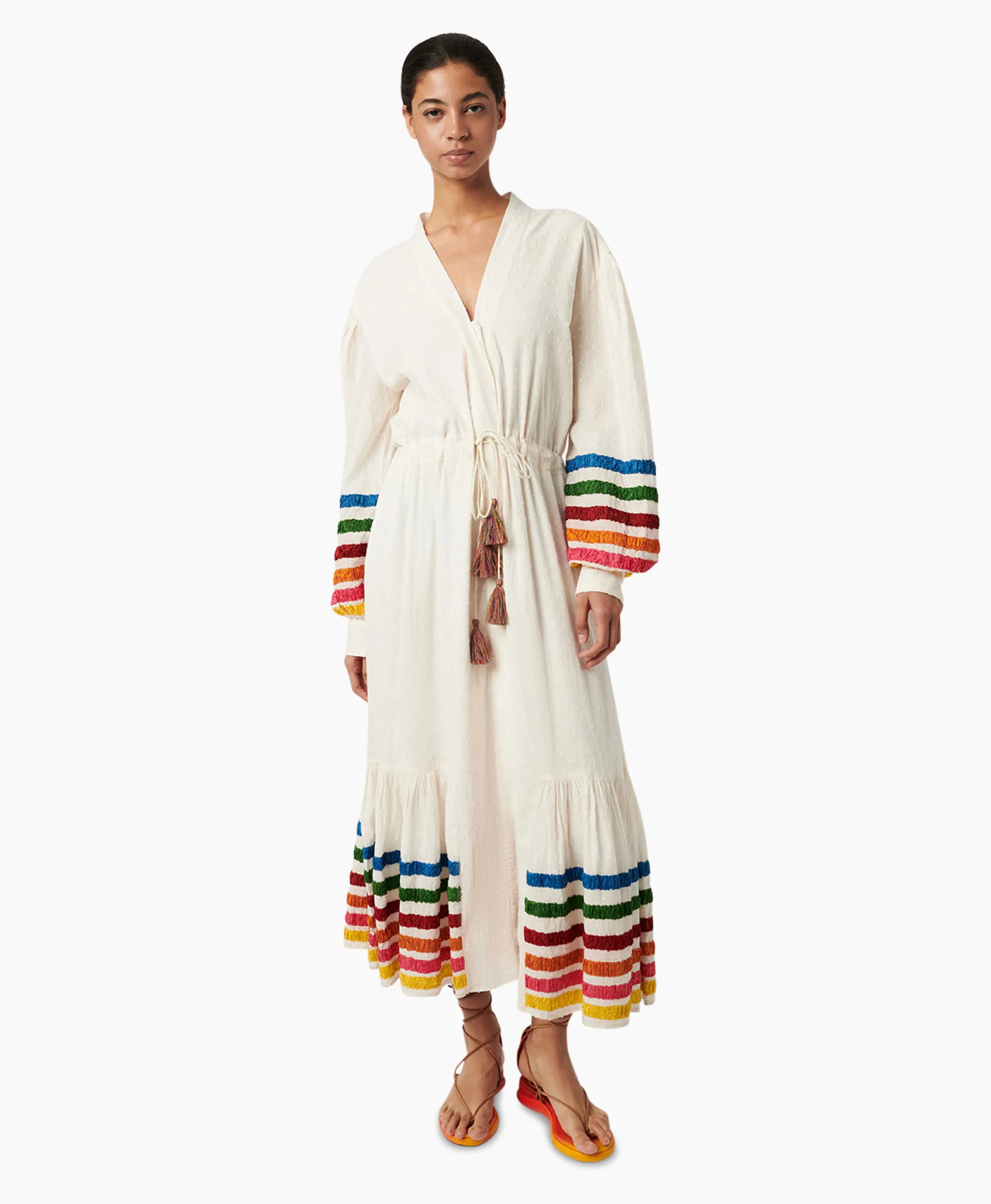 Chufy Maxi Jurk Lena Embroidered Off White