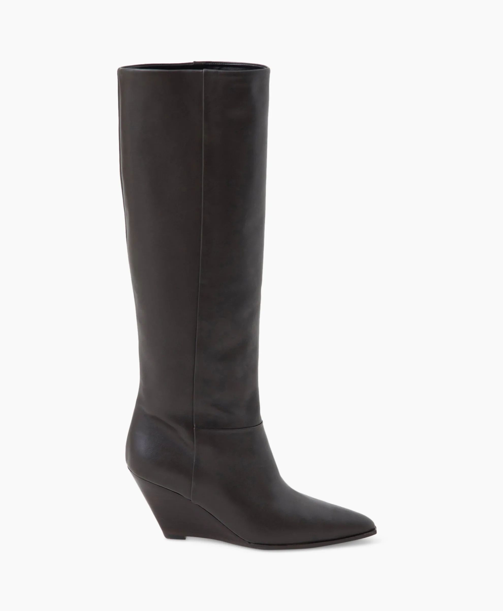Closed Lange Laars Wedge Boot Donker Bruin