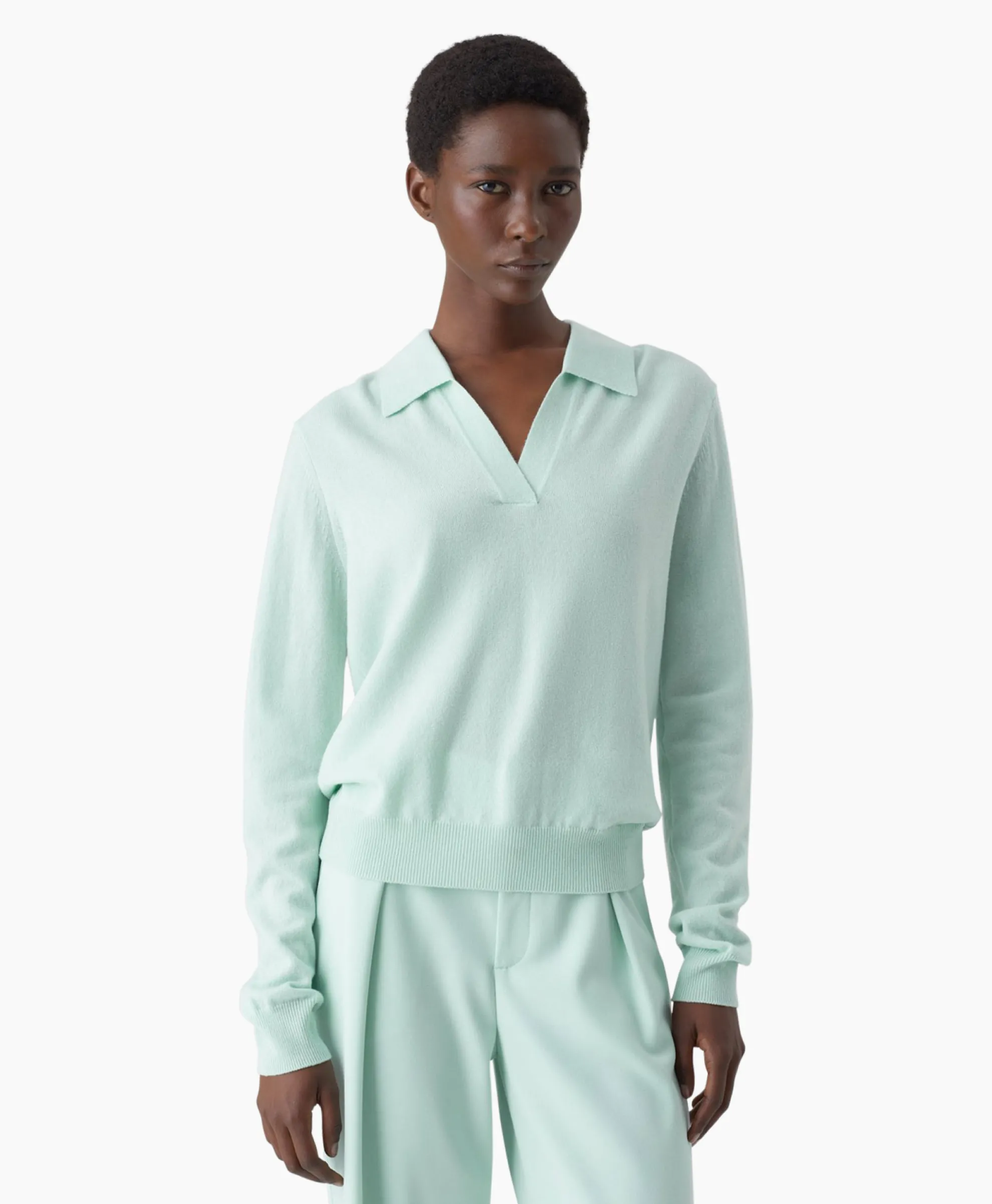 Closed Pullover Polo Longsleeve Groen