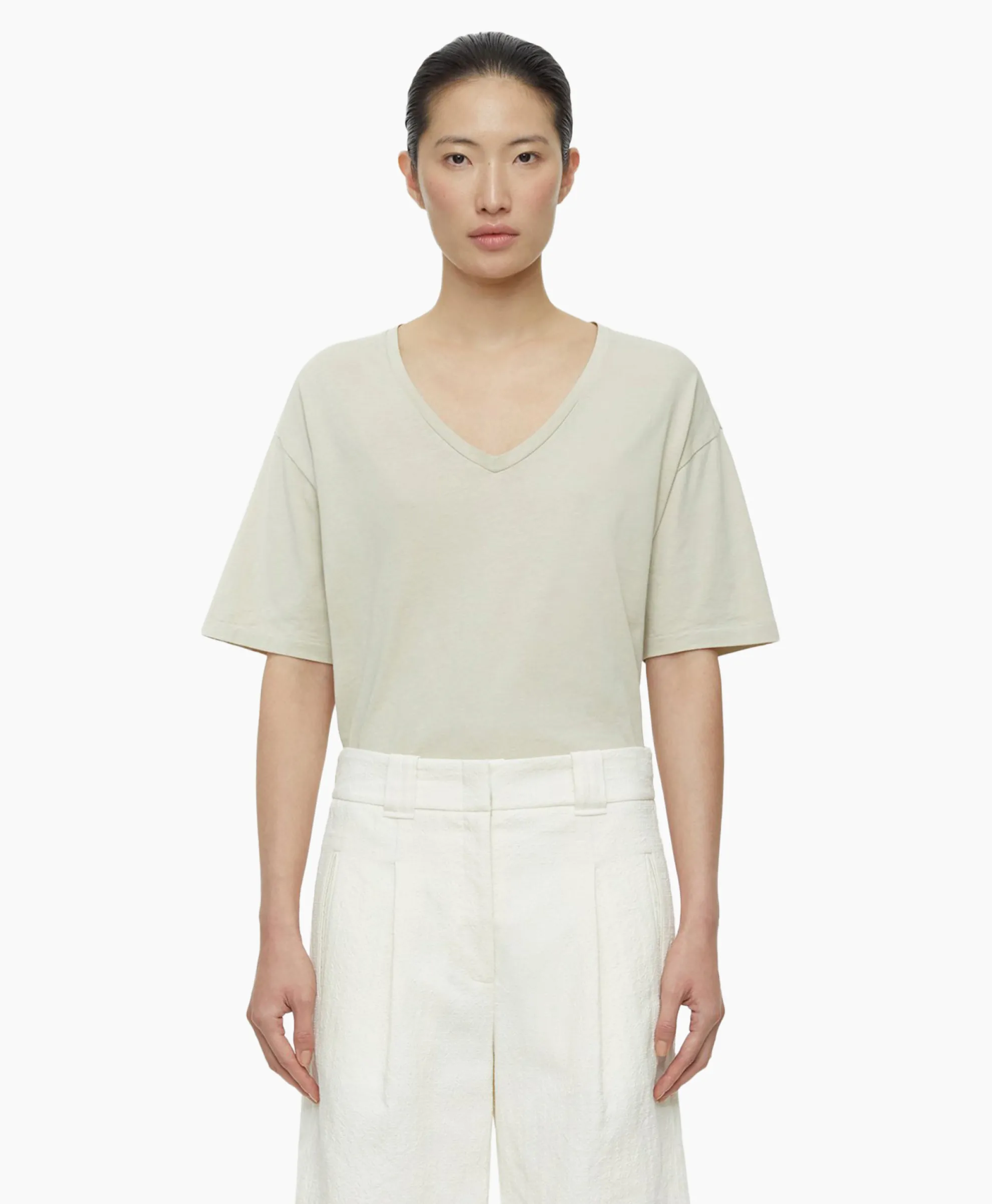 Closed T-Shirt Korte Mouw V-Neck Short Sleeve Ivoor / Naturel