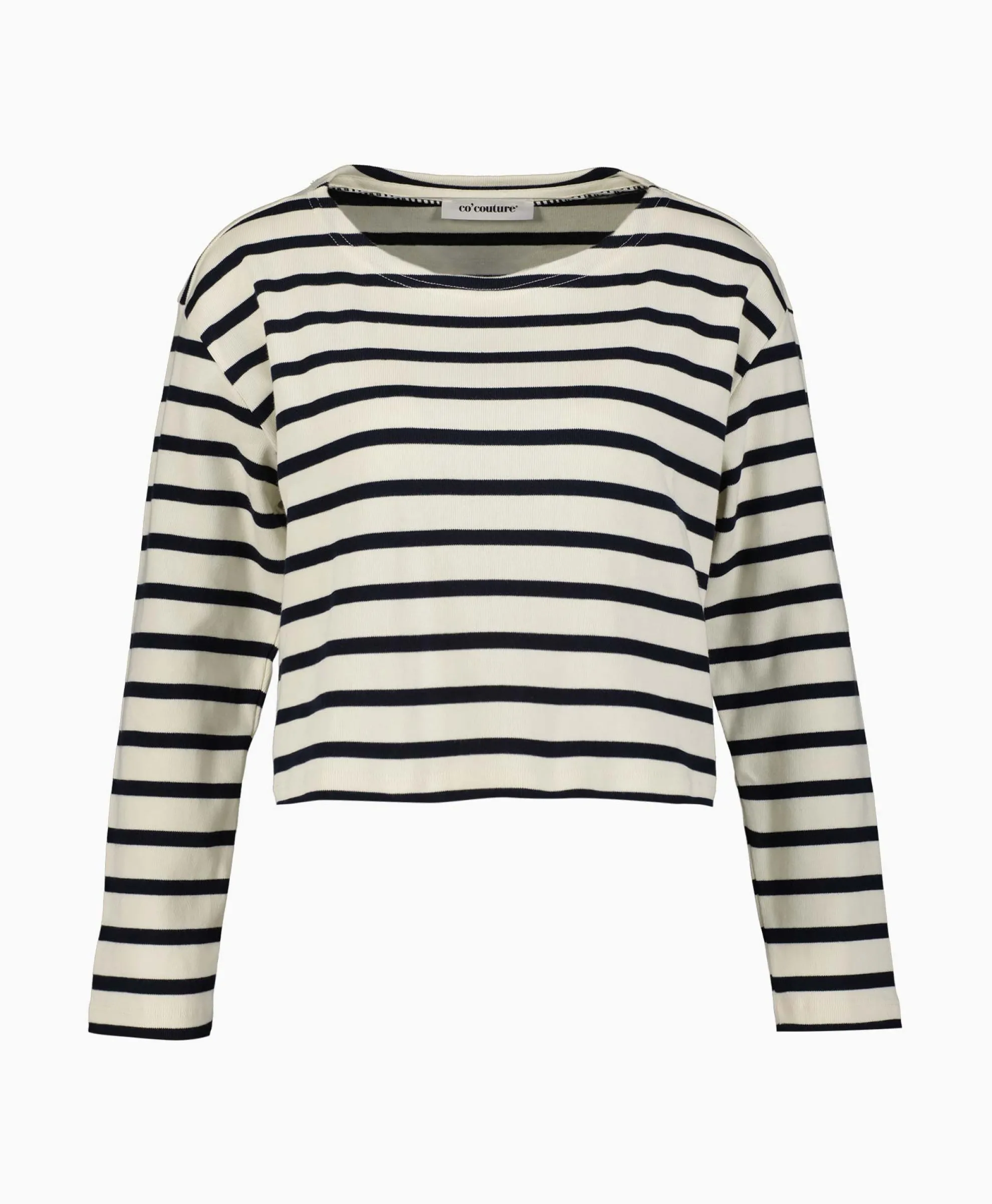 Co'Couture Pullover Classic Stripe Crop Off White