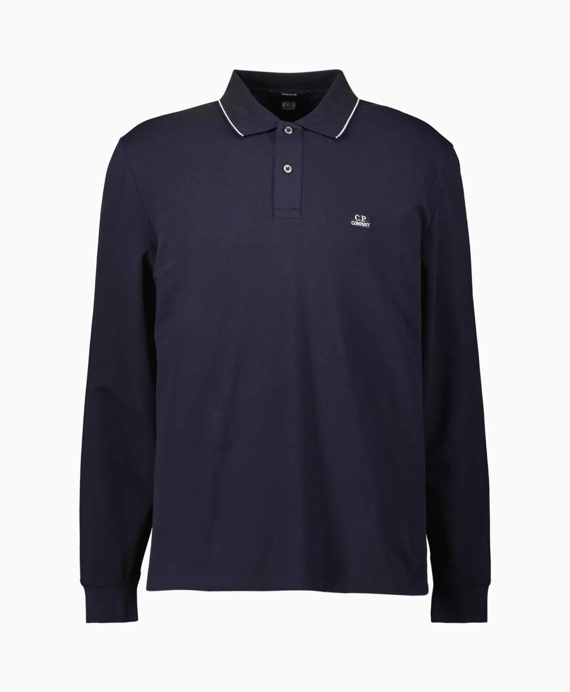 Cp Company Polo Stretch Piquet Regular Long Sleeve Donker Blauw
