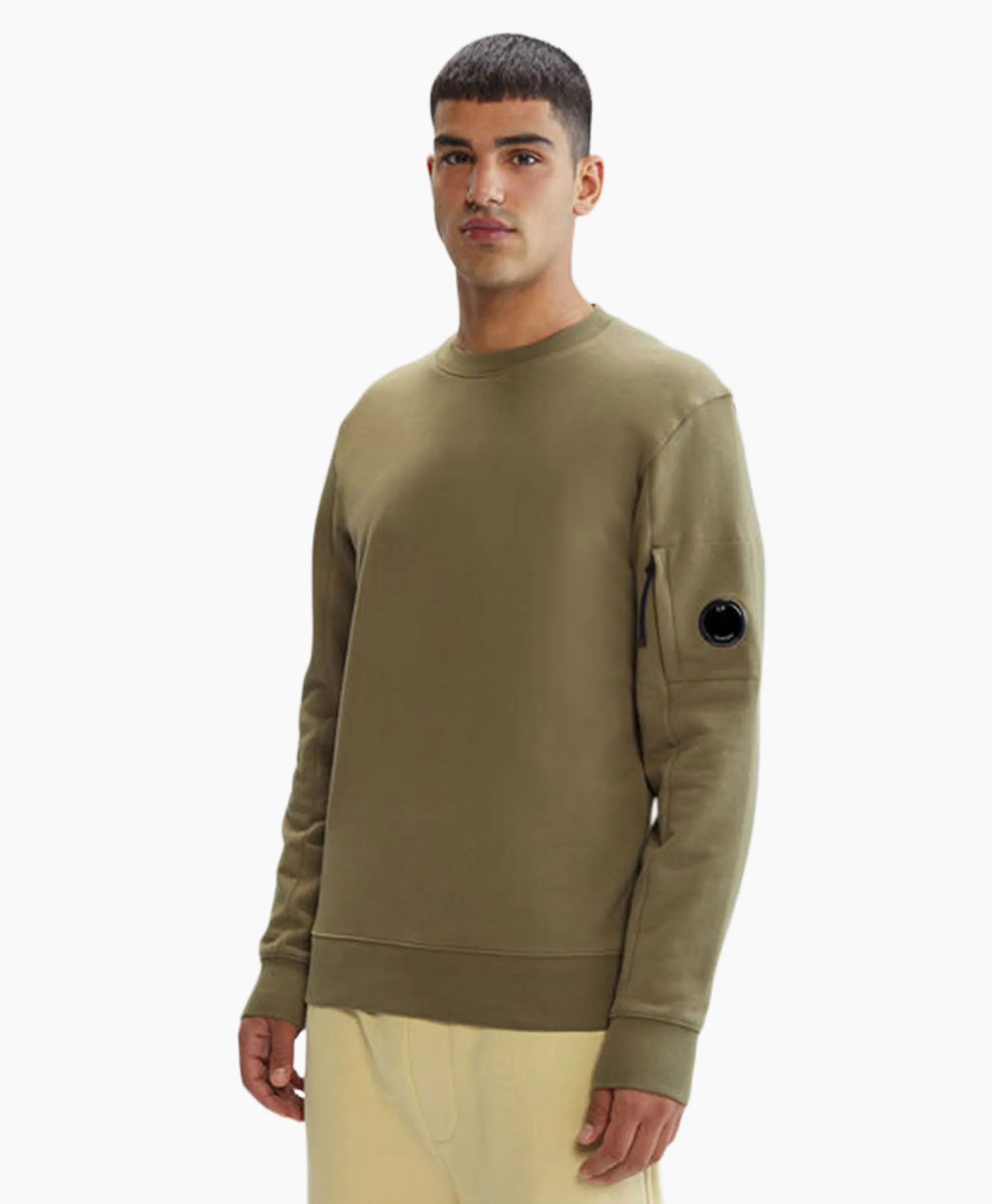Cp Company Sweater Diagonal Raised Fleece Groen