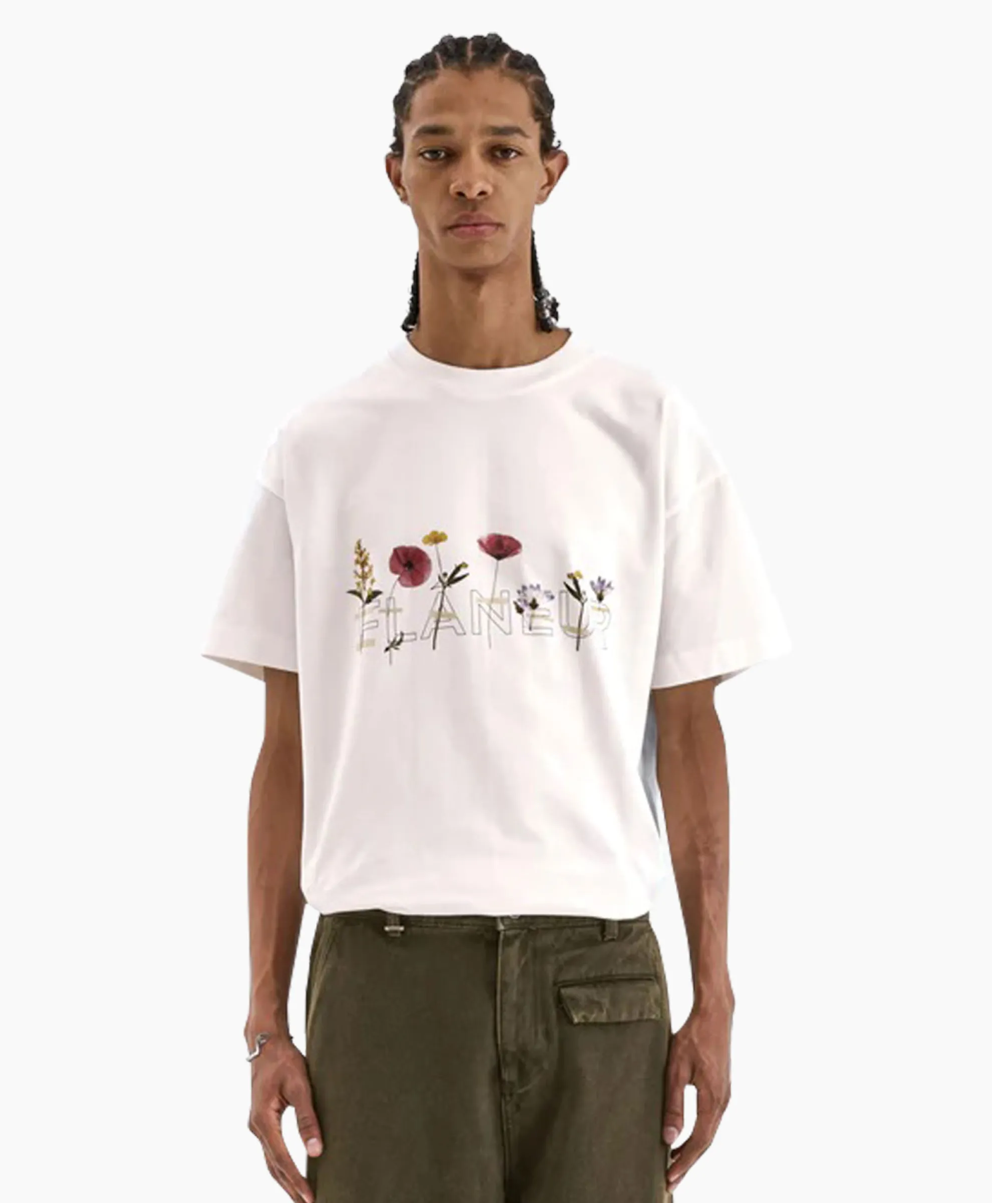 Flaneur T-Shirt Korte Mouw Botanical Wit