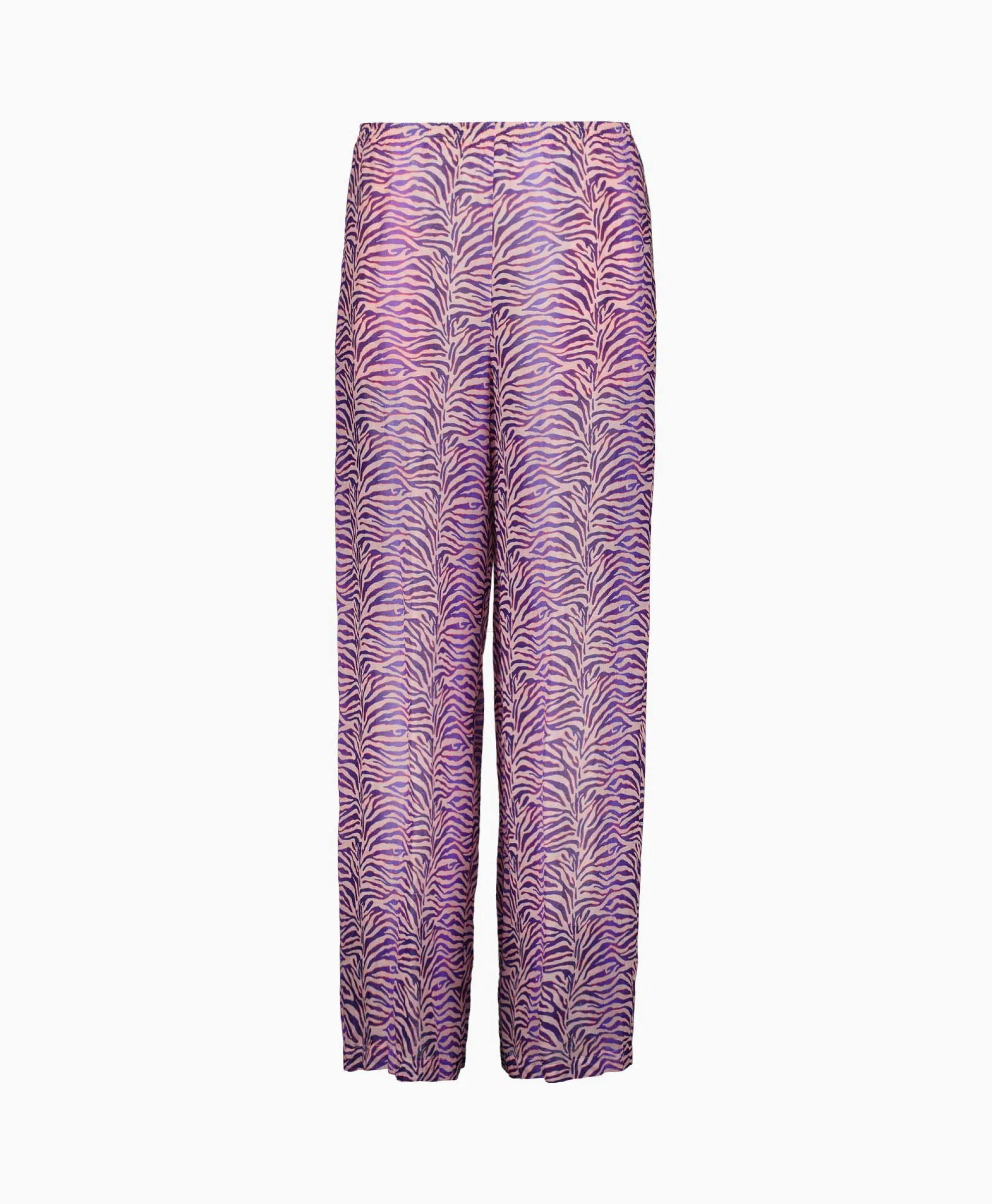 Forte_Forte Pantalon Heartbeat Print Ramie Muslin Paars