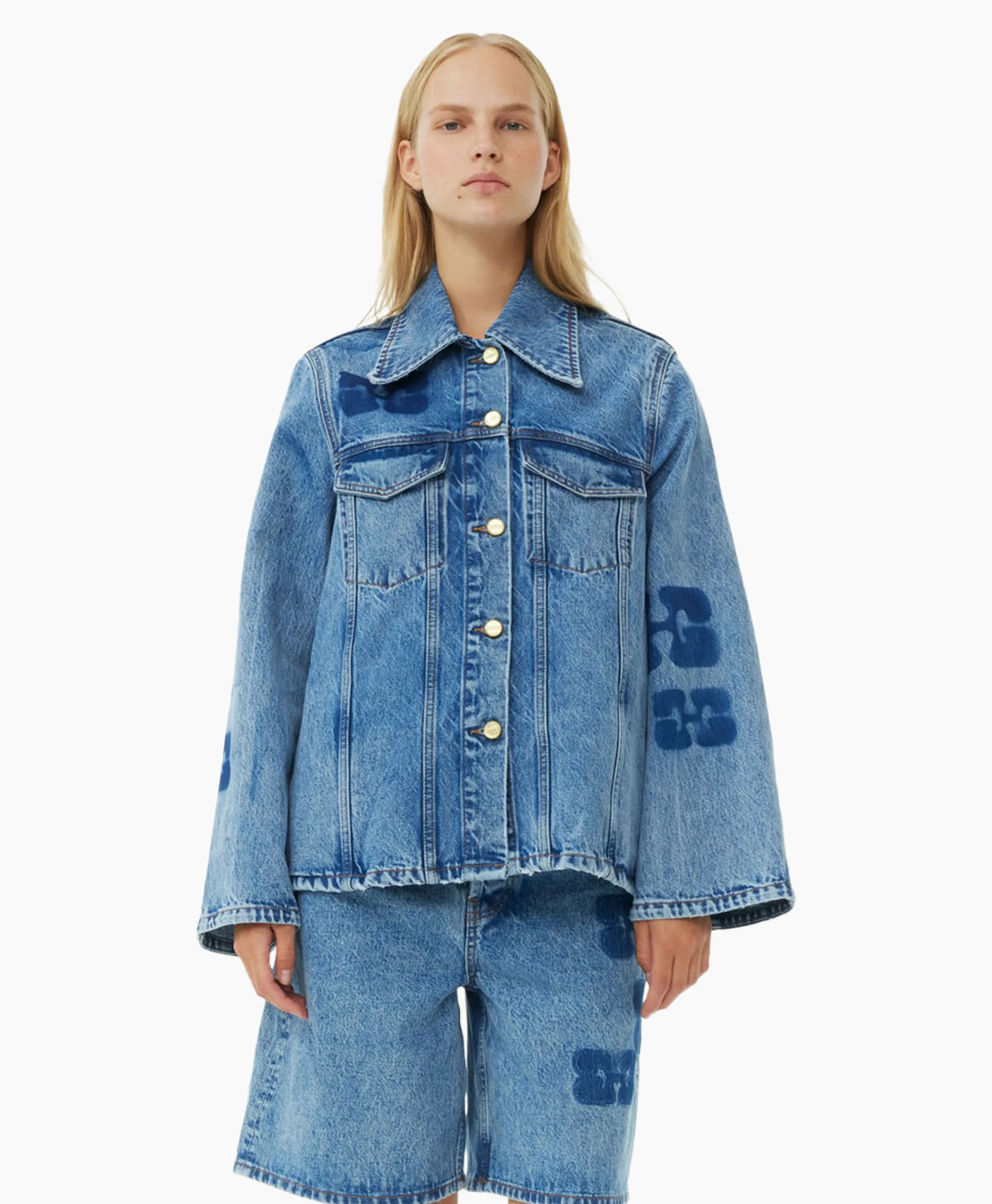 Ganni Jack Patch Denim Blauw