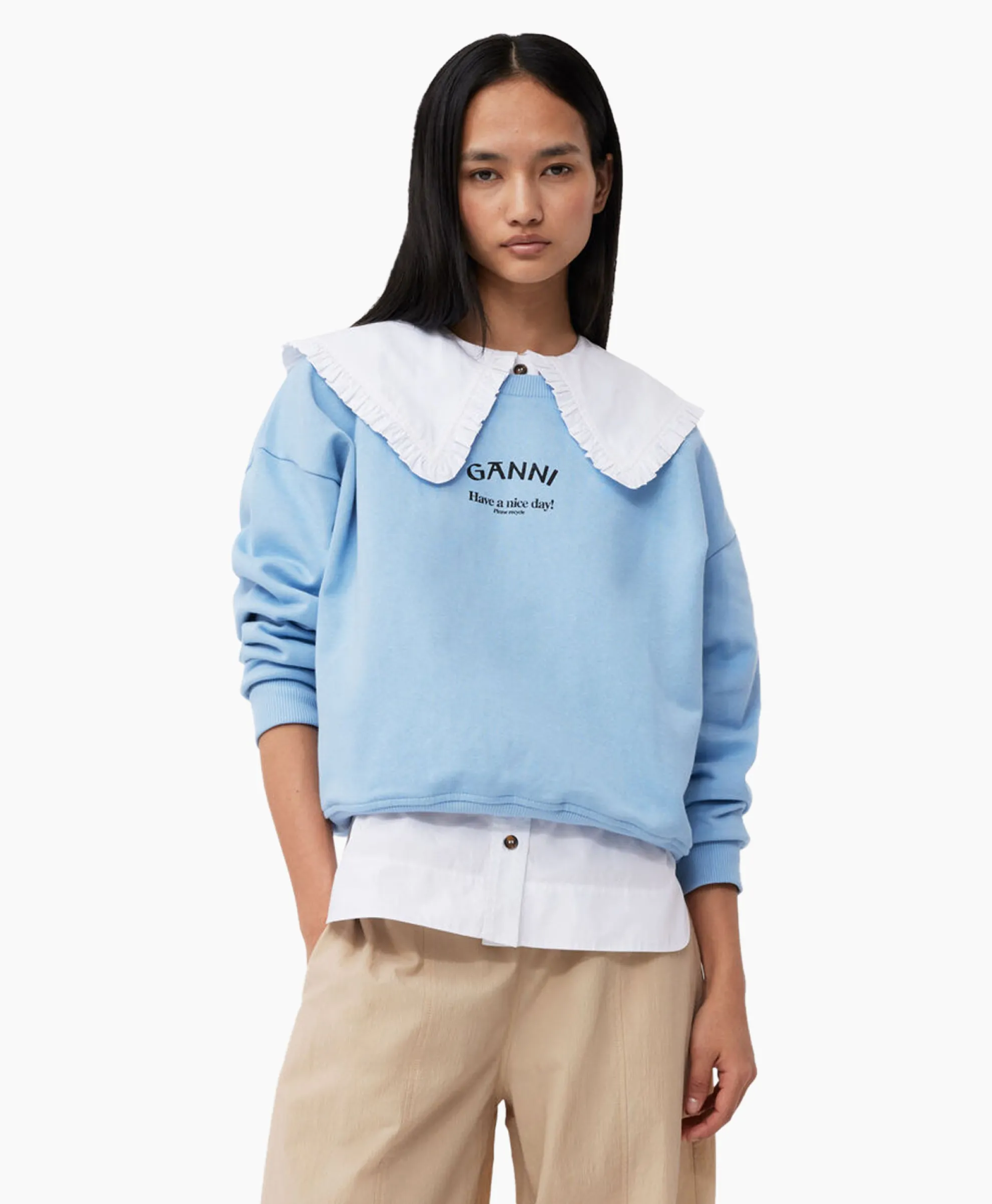 Ganni Pullover Isoli Oversized Blauw