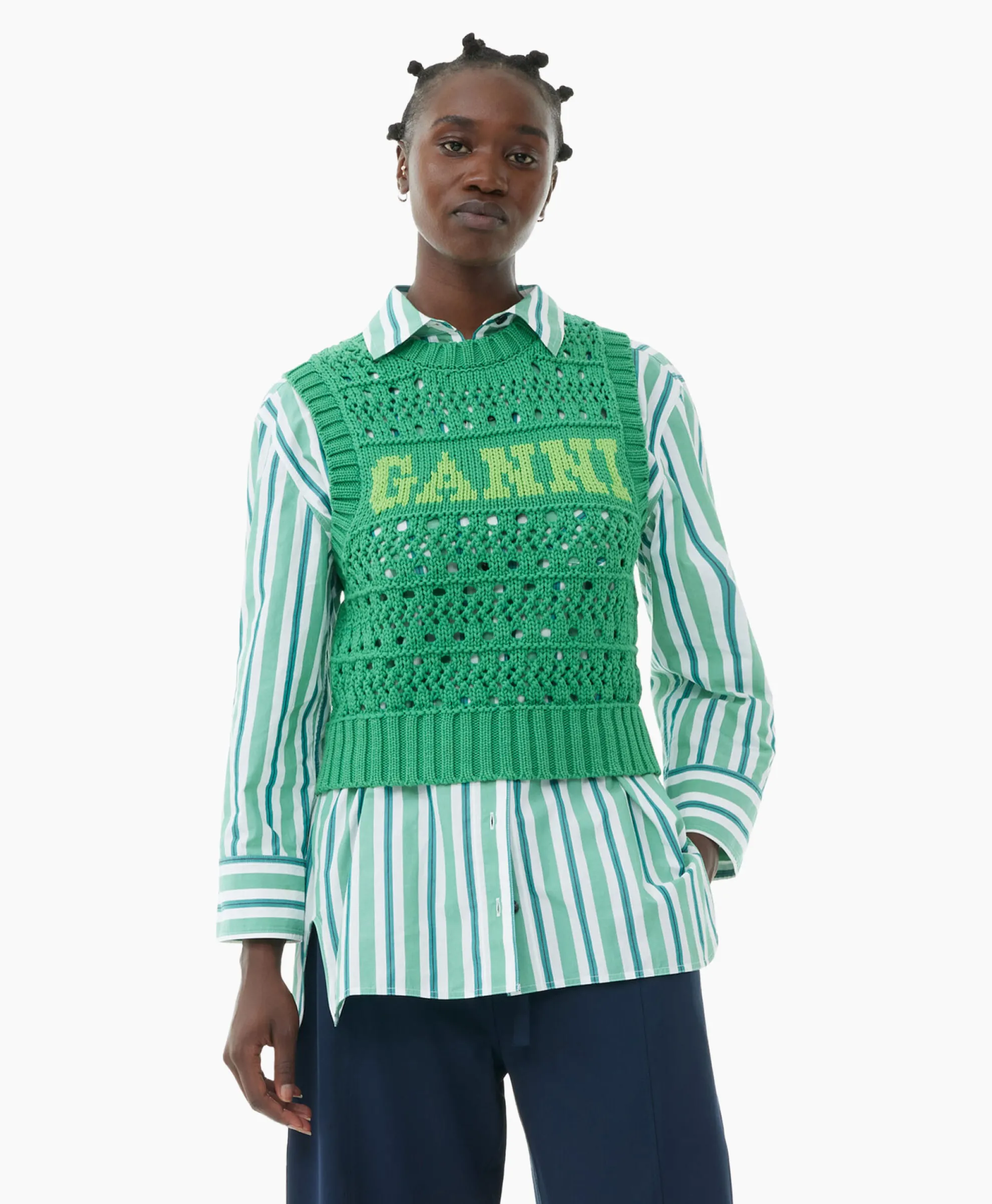 Ganni Spencer Cotton Rope Short Groen