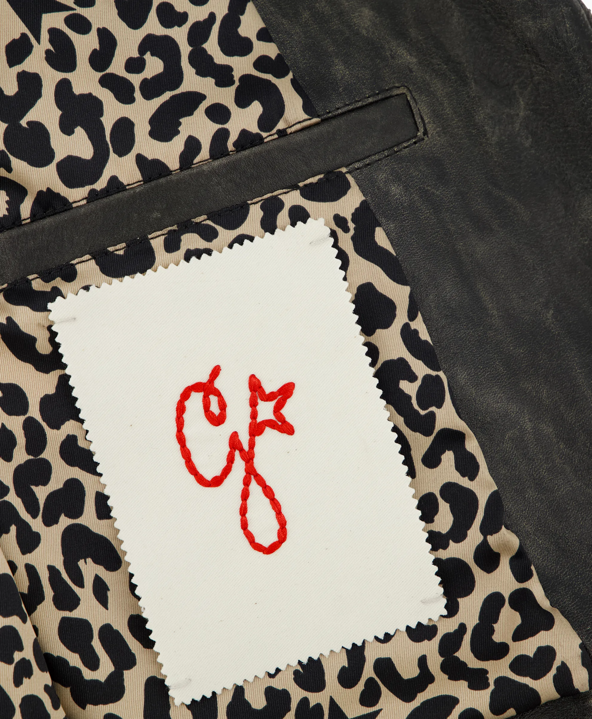 Golden Goose Leren Jas Golden W's Chiodo Distressed Bull Leathe Zwart