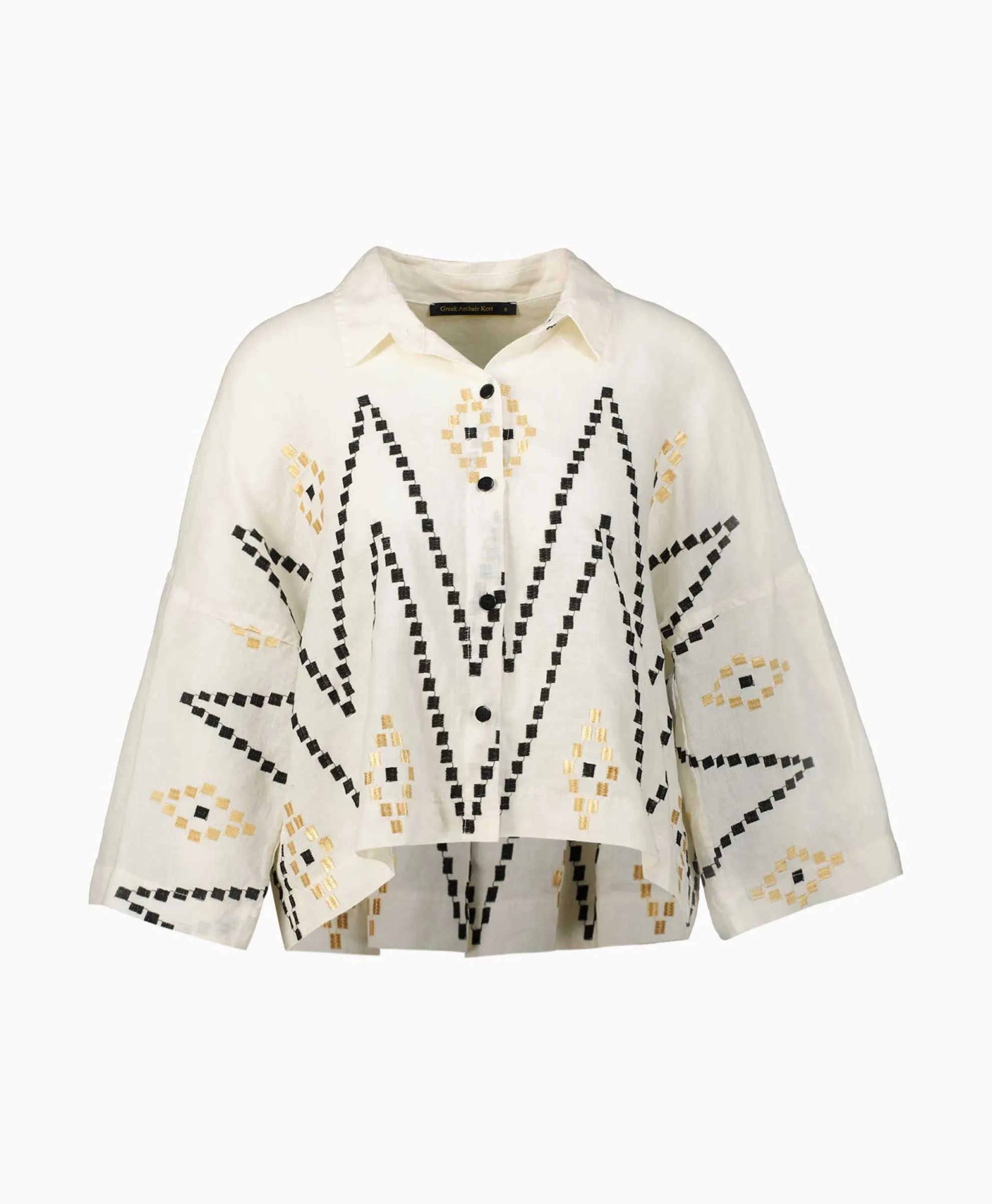 Greek Archaic Kori Top Zig Zag Pleates Ivoor / Naturel