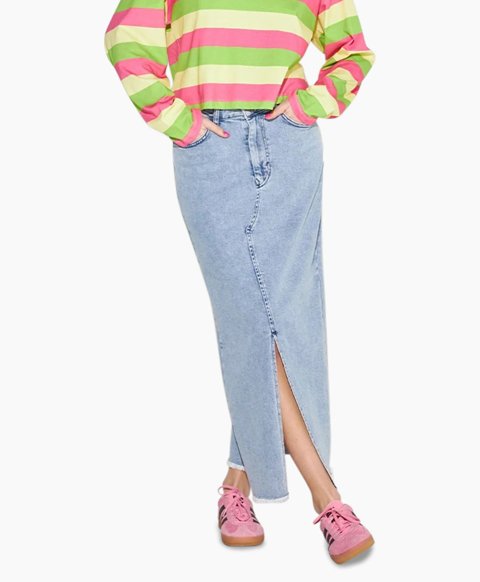 Harper & Yve Midi Rok Yve-Sk Licht Blauw