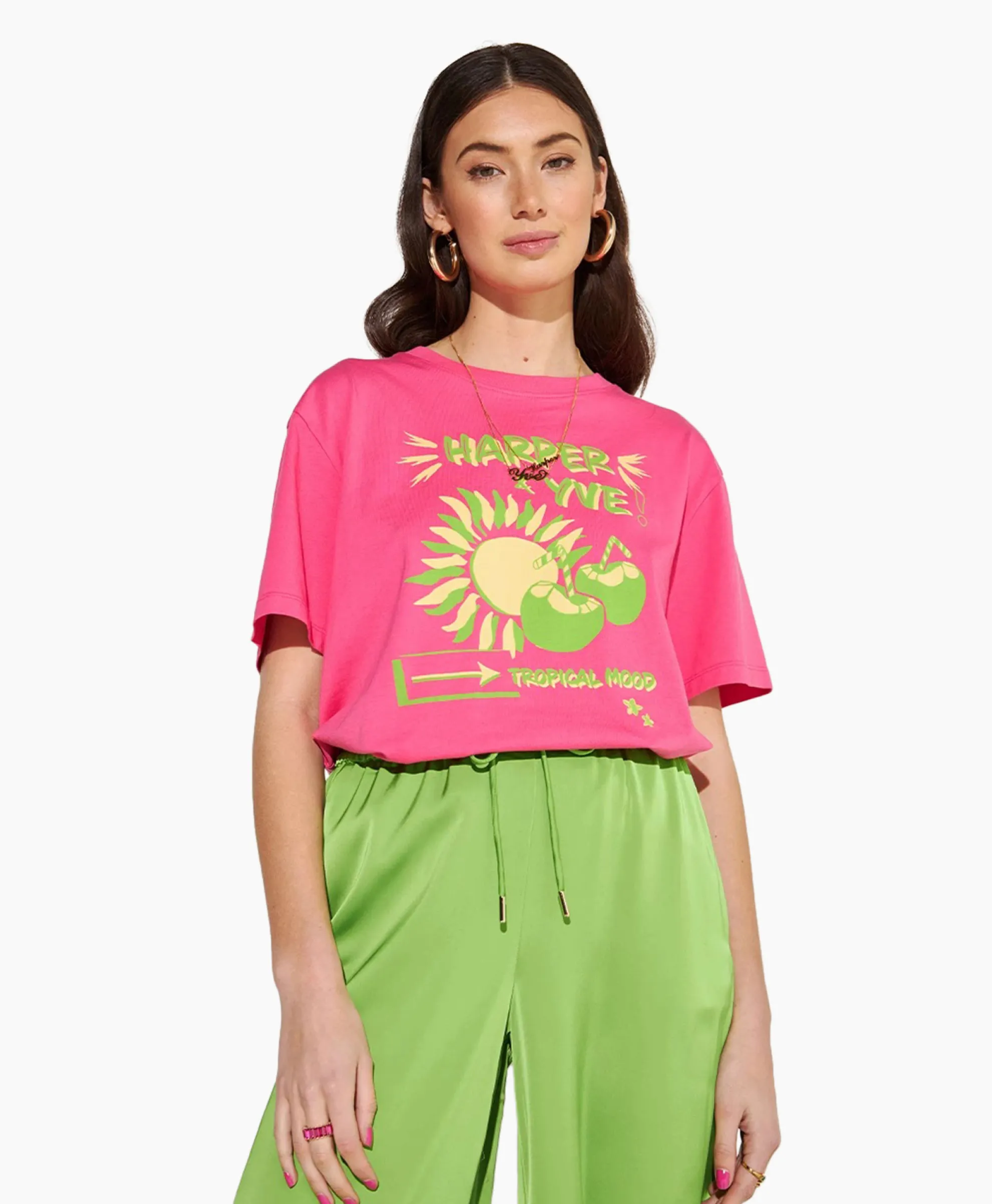 Harper & Yve T-Shirt Korte Mouw Tropical-Ss Roze