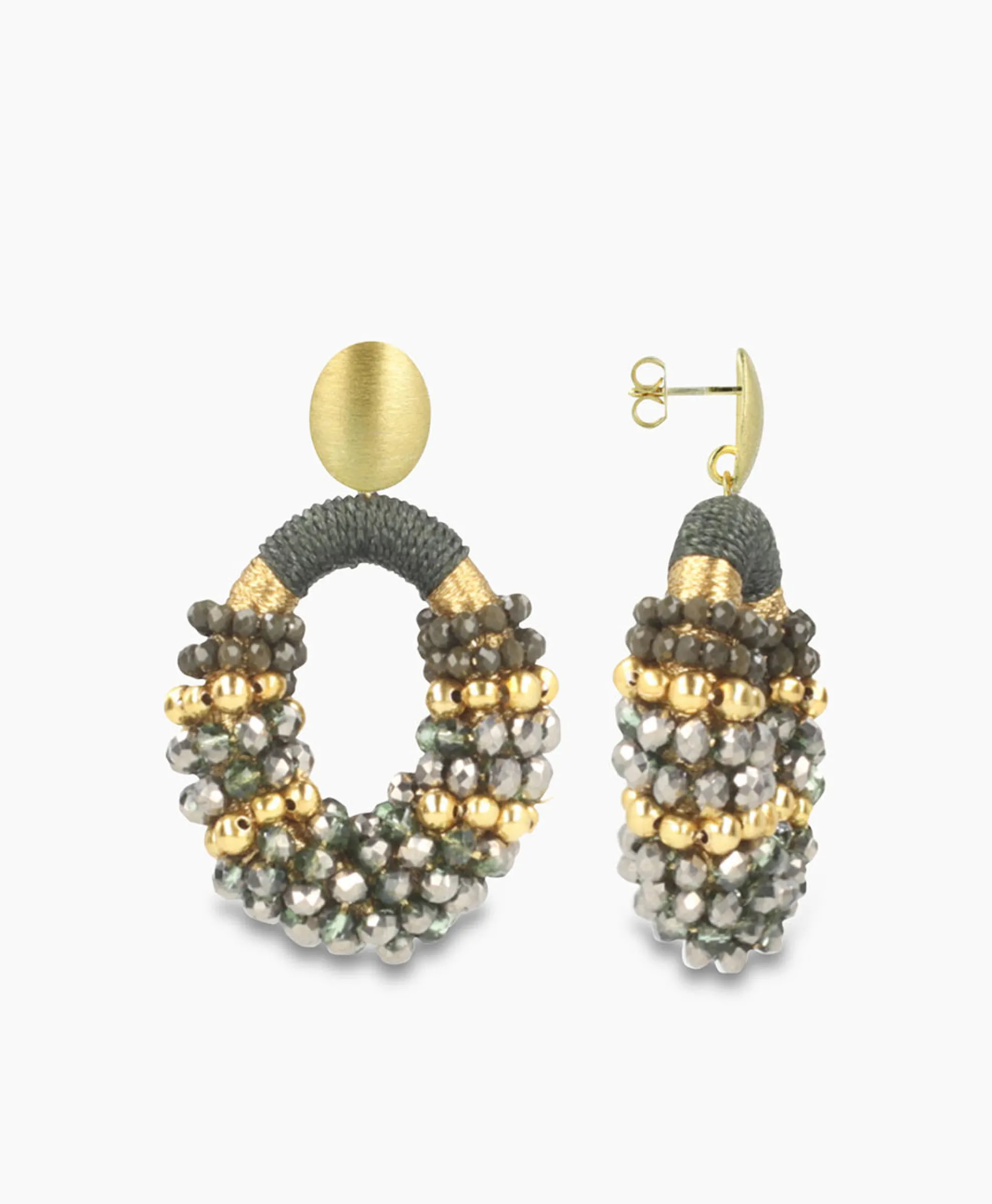 Lott. Gioielli Oorbellen Ce Gb Combi Oval M Gold Stripes Groen