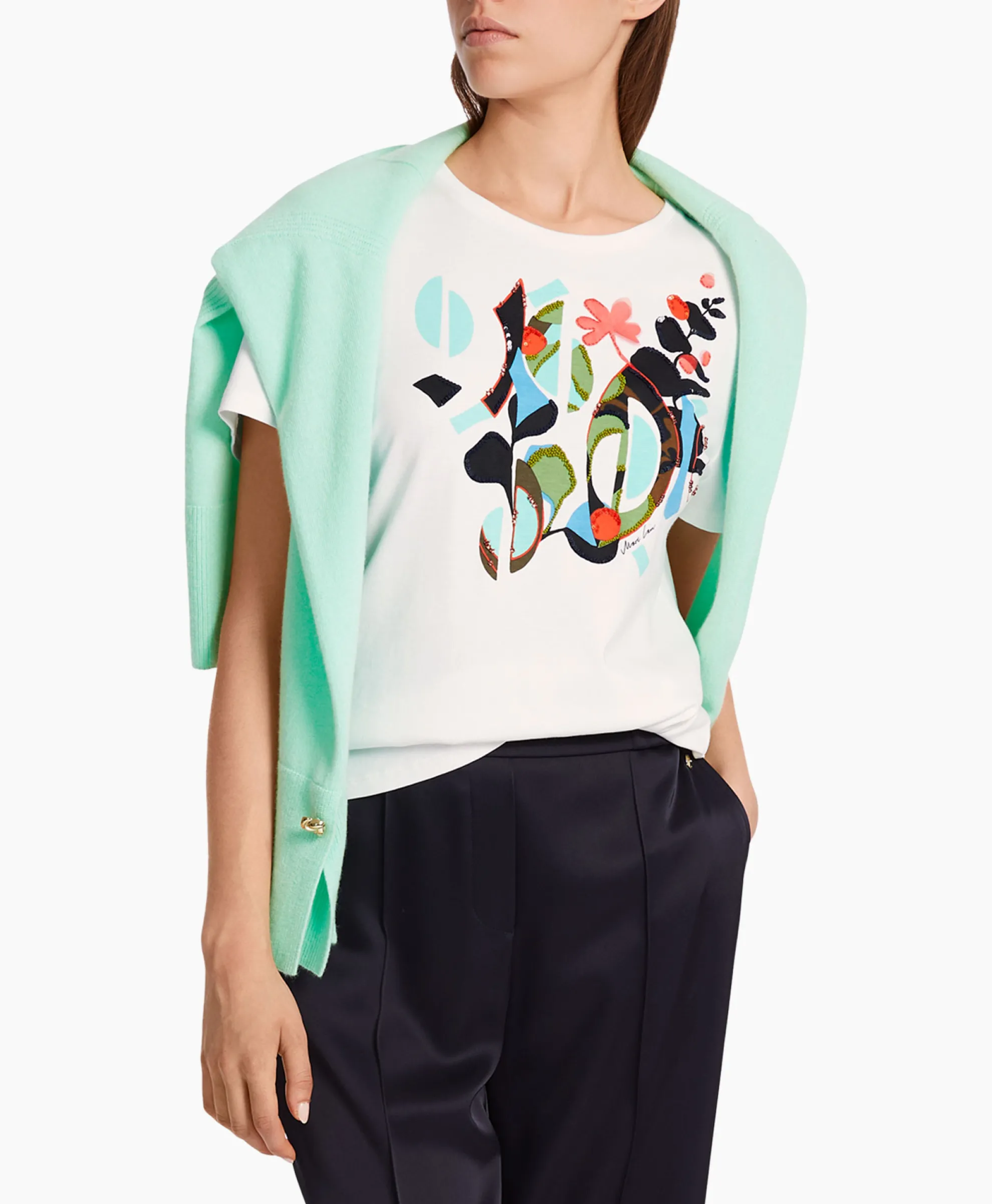 Marccain Collectie T-Shirt Wc 48.32 J06 Off White