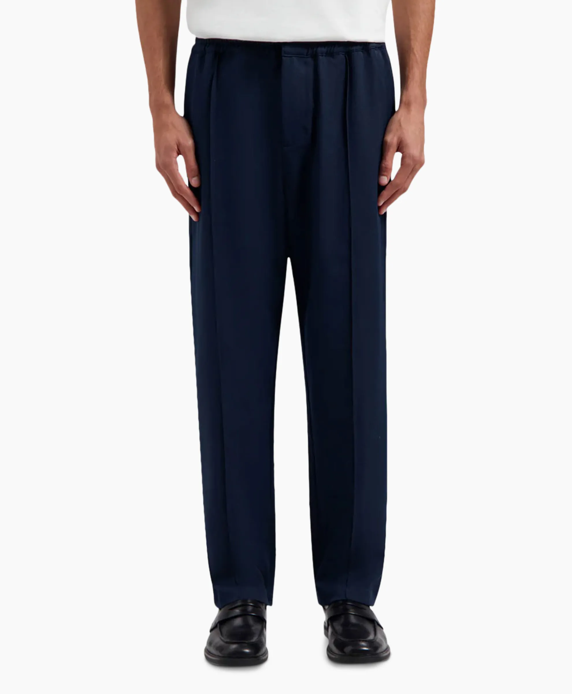 Olaf Hussein Pantalon Pintuck Donker Blauw