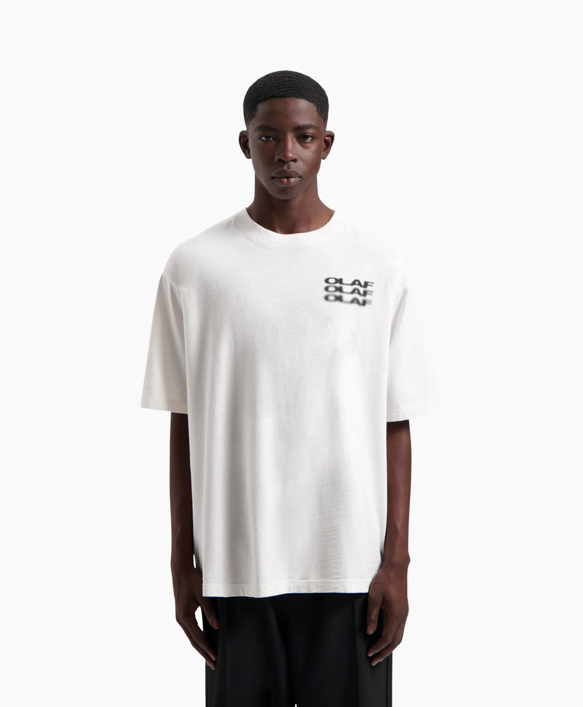 Olaf Hussein T-Shirt Blur Logo Wit