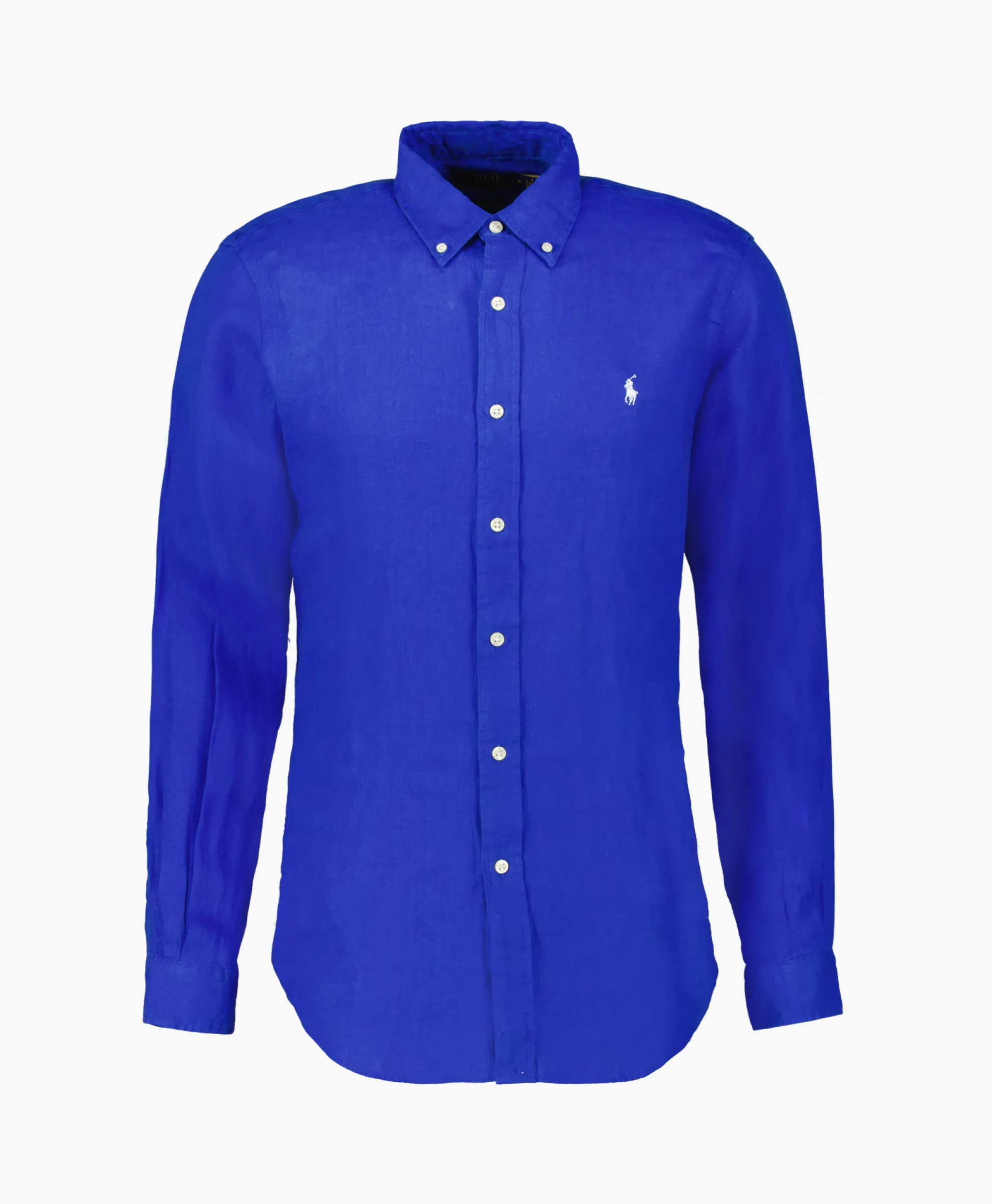 Ralph Lauren Overhemd Linen Midden Blauw