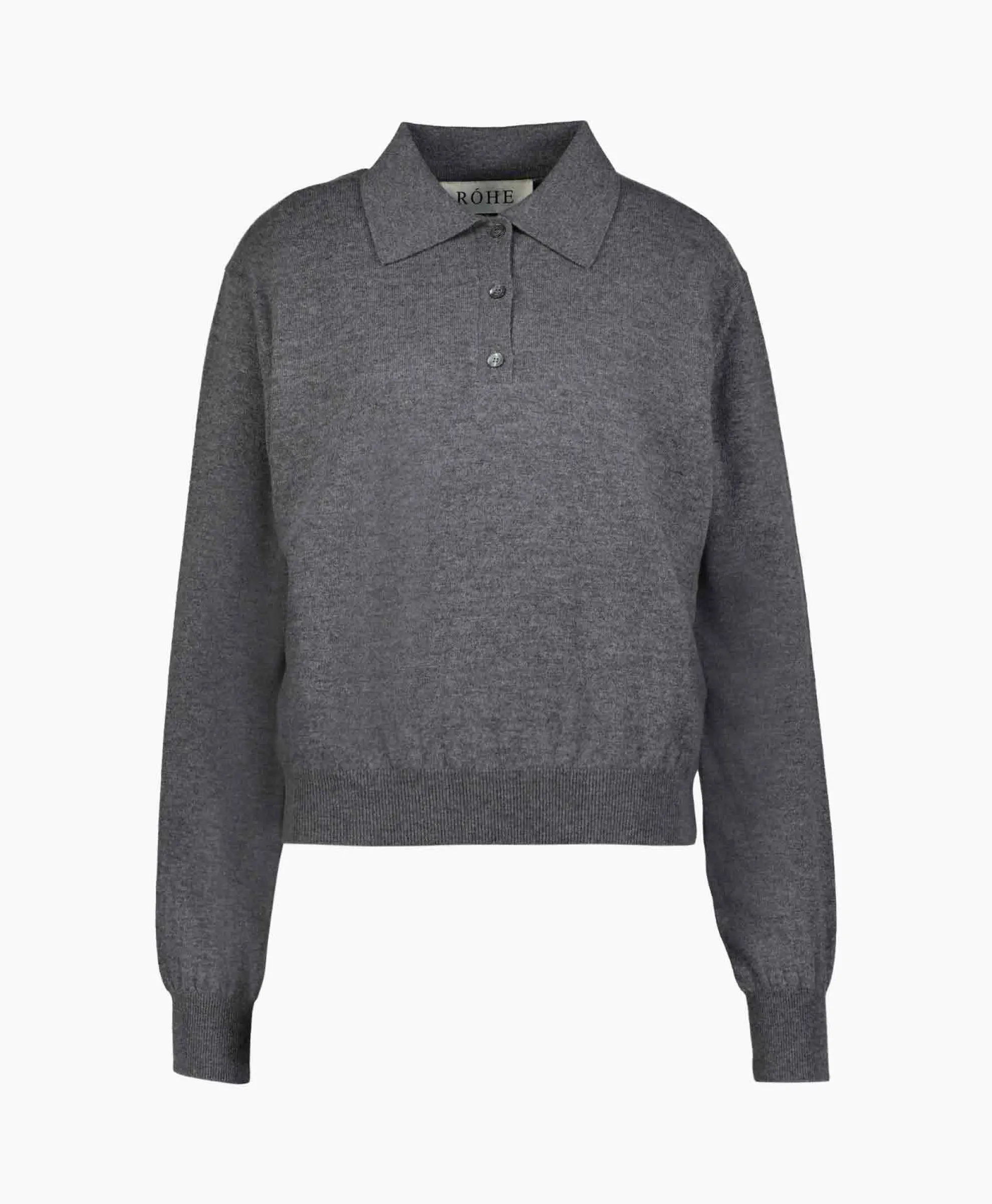 Rohe Pullover Wool Cashmere Polo Grijs