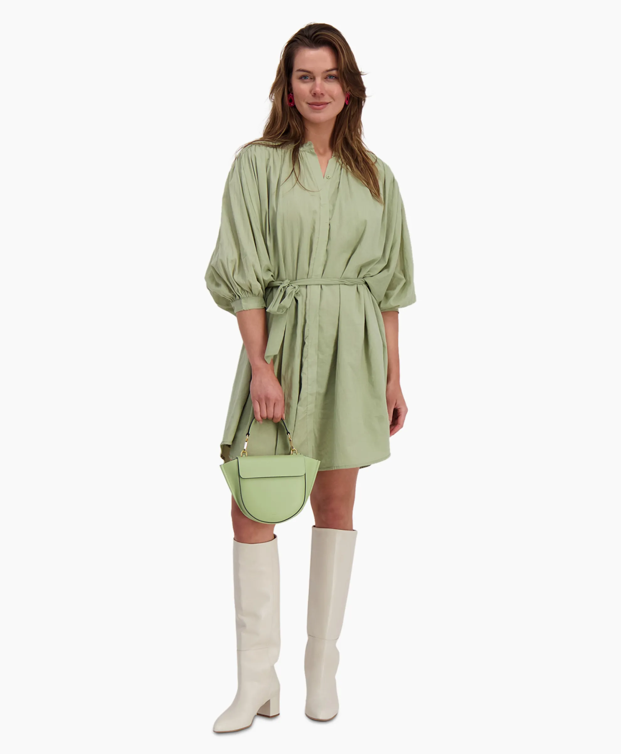 Sea Me Happy Mini Jurk Balloon Short Double Layered Licht Groen