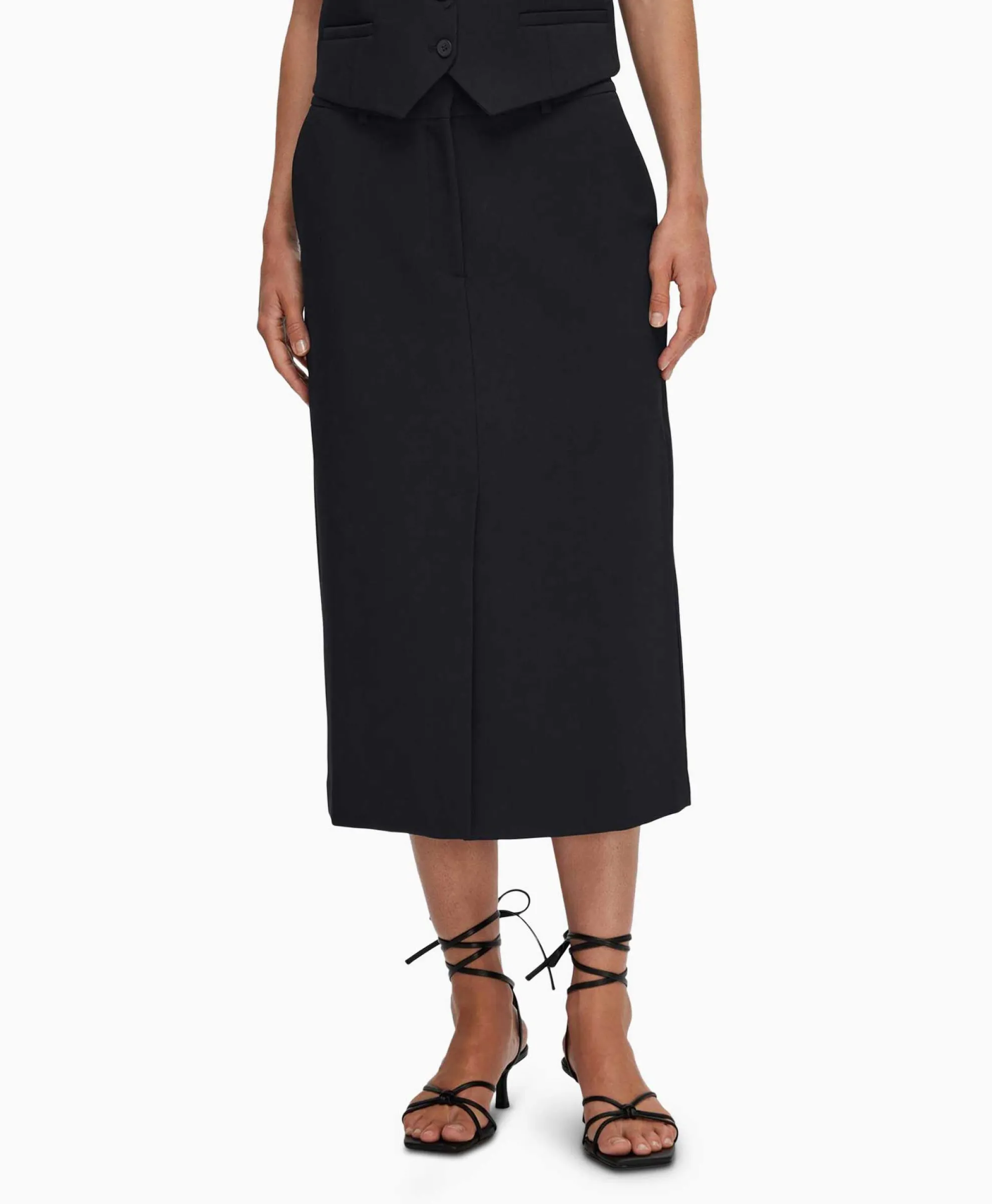 Selected Femme Midi Rok Rita Hw Long Skirt Dsm Donker Blauw