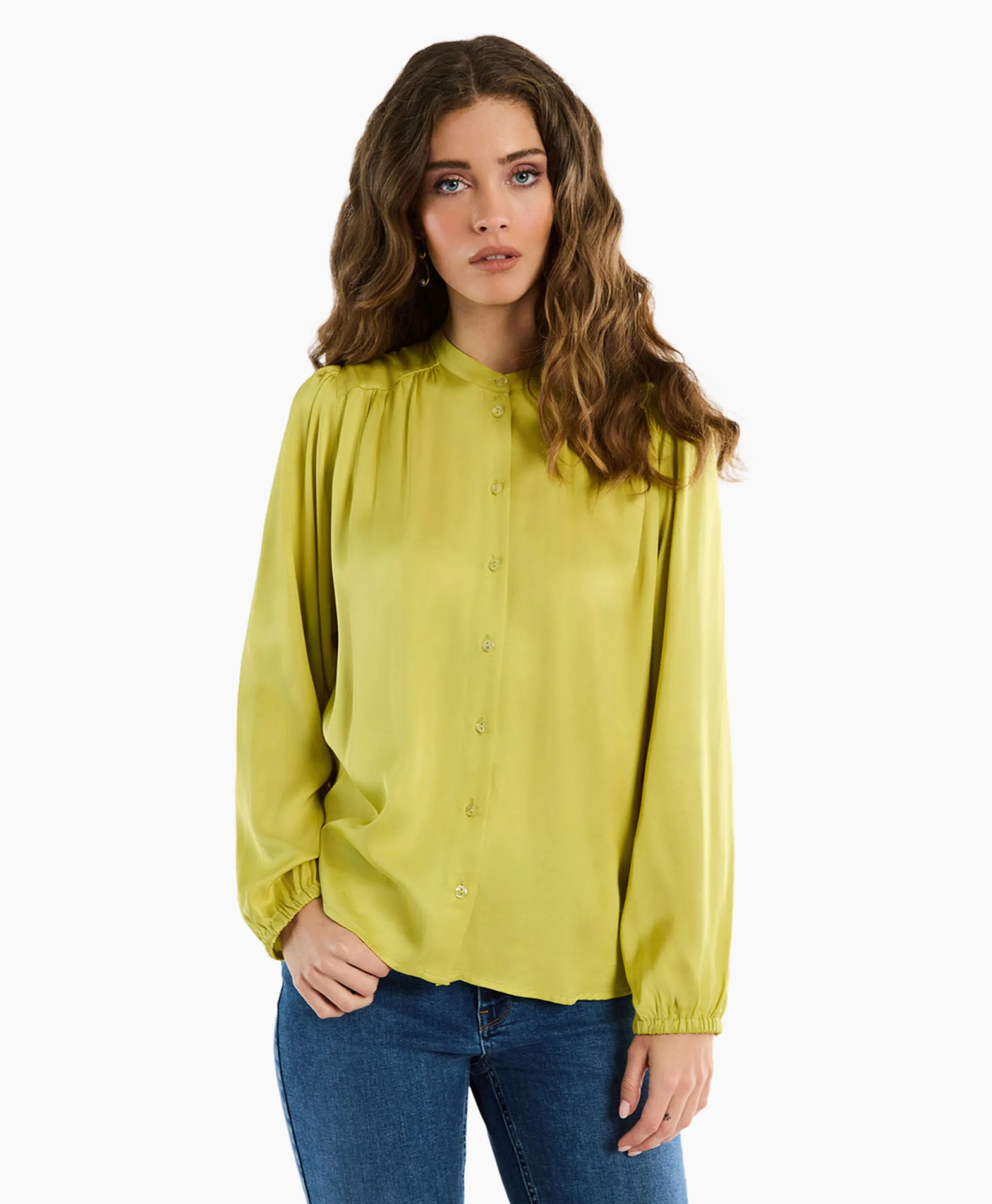 Studio Anneloes Blouse Birdie Ls Satin Geel