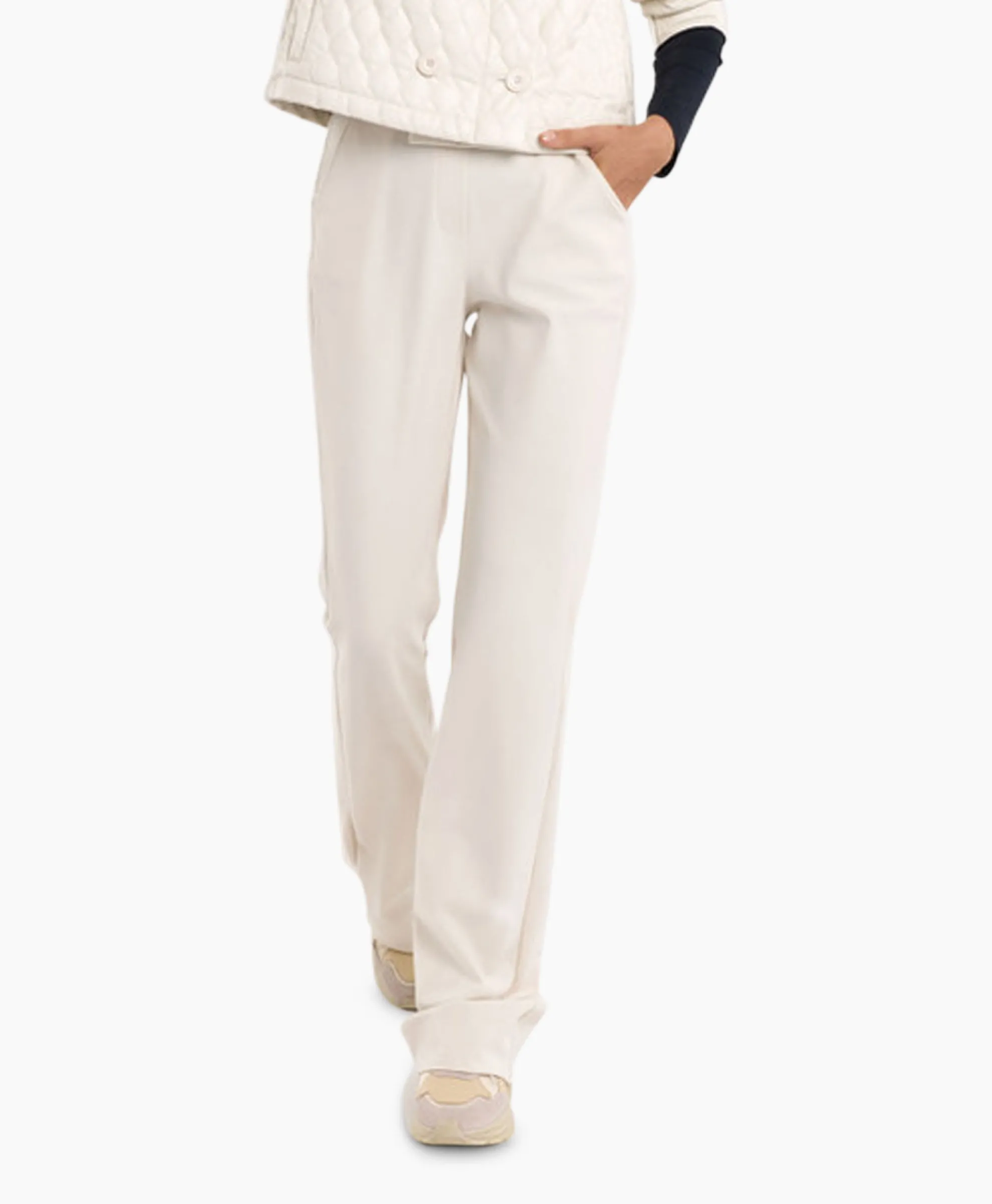 Studio Anneloes Broek Flair Long Shiny Bnd Trousers Off White