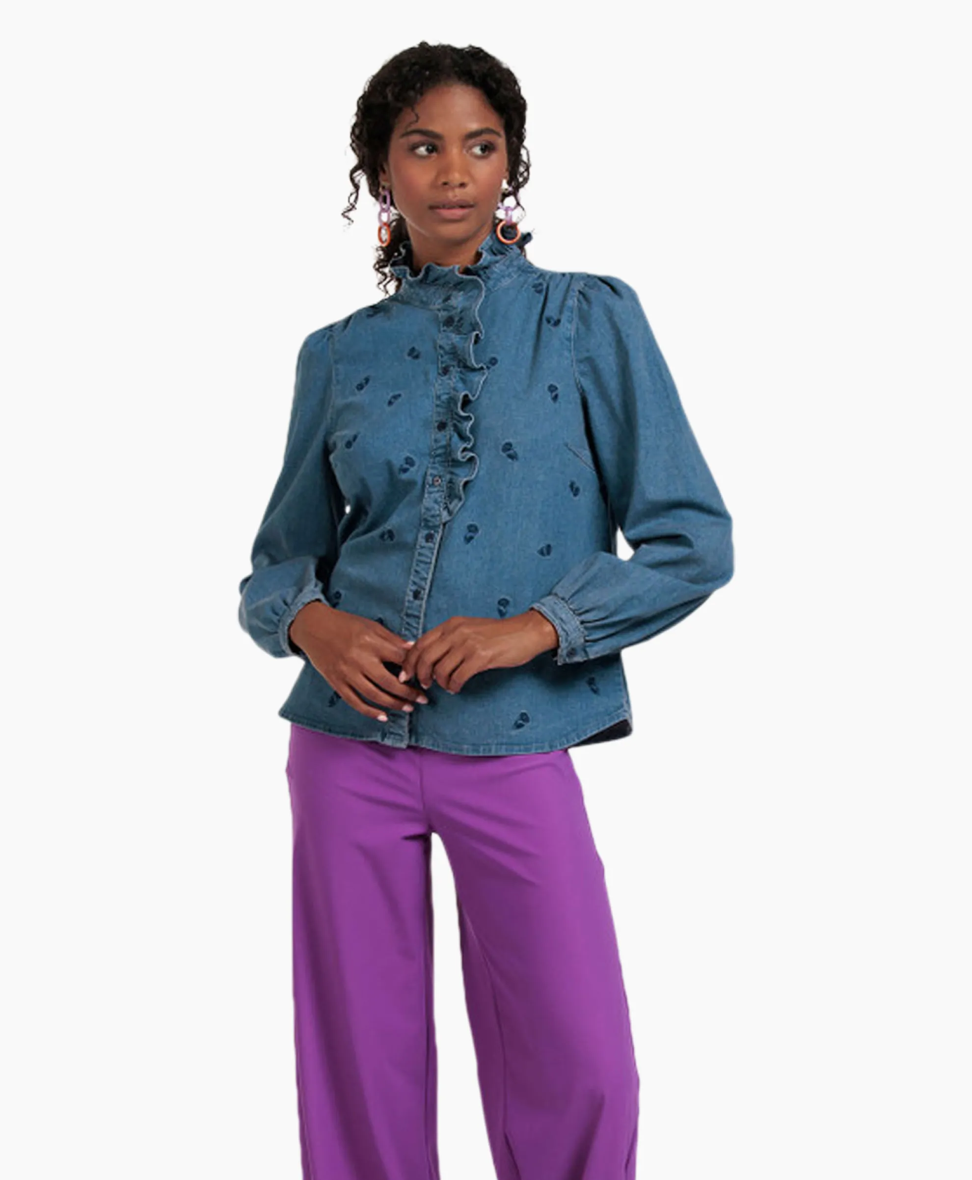 Studio Anneloes Broek Lola Embroidery Denim Blouse Jeans