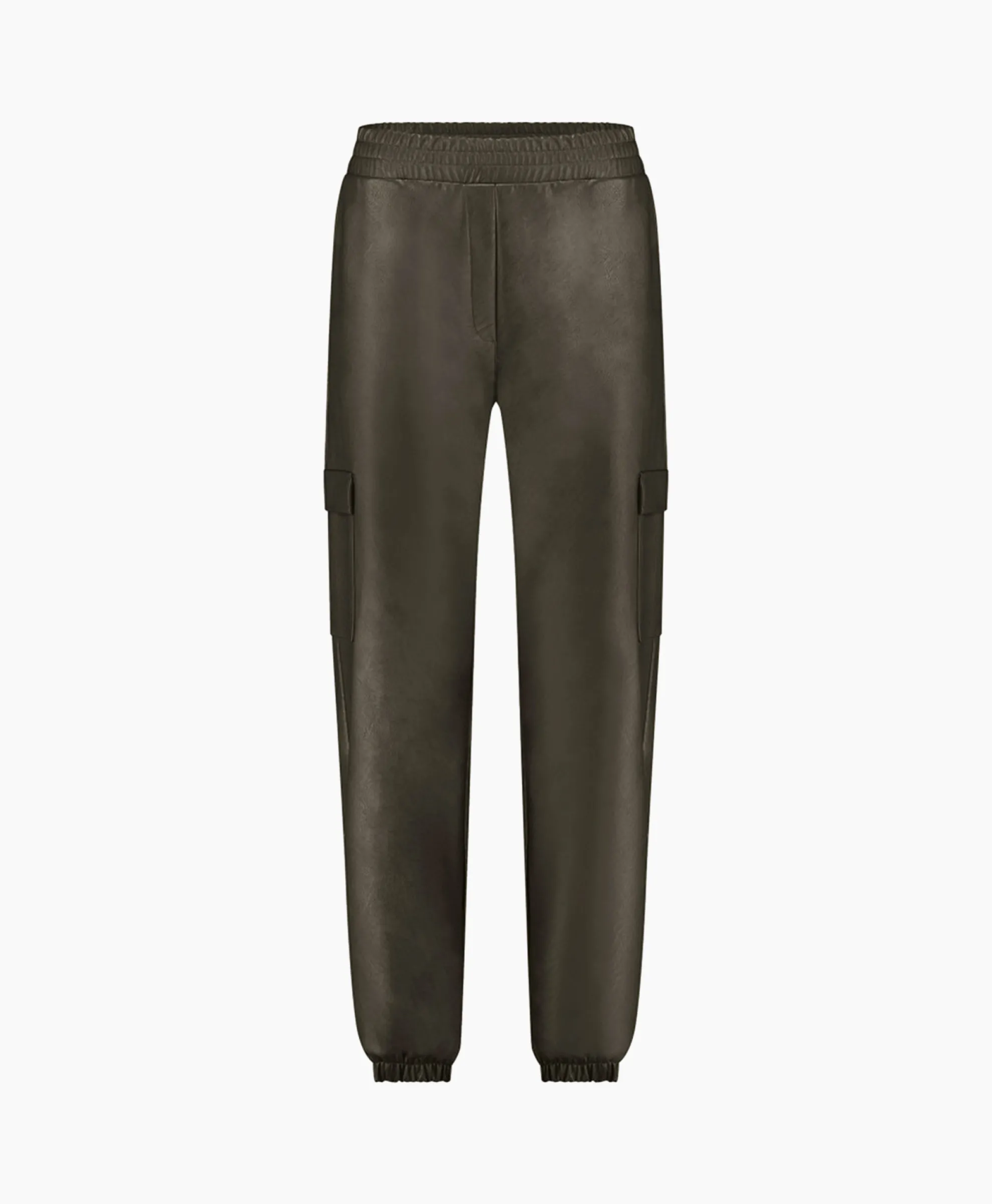 Studio Anneloes Broek Evi Leather Cargo Trousers Bruin Dessin