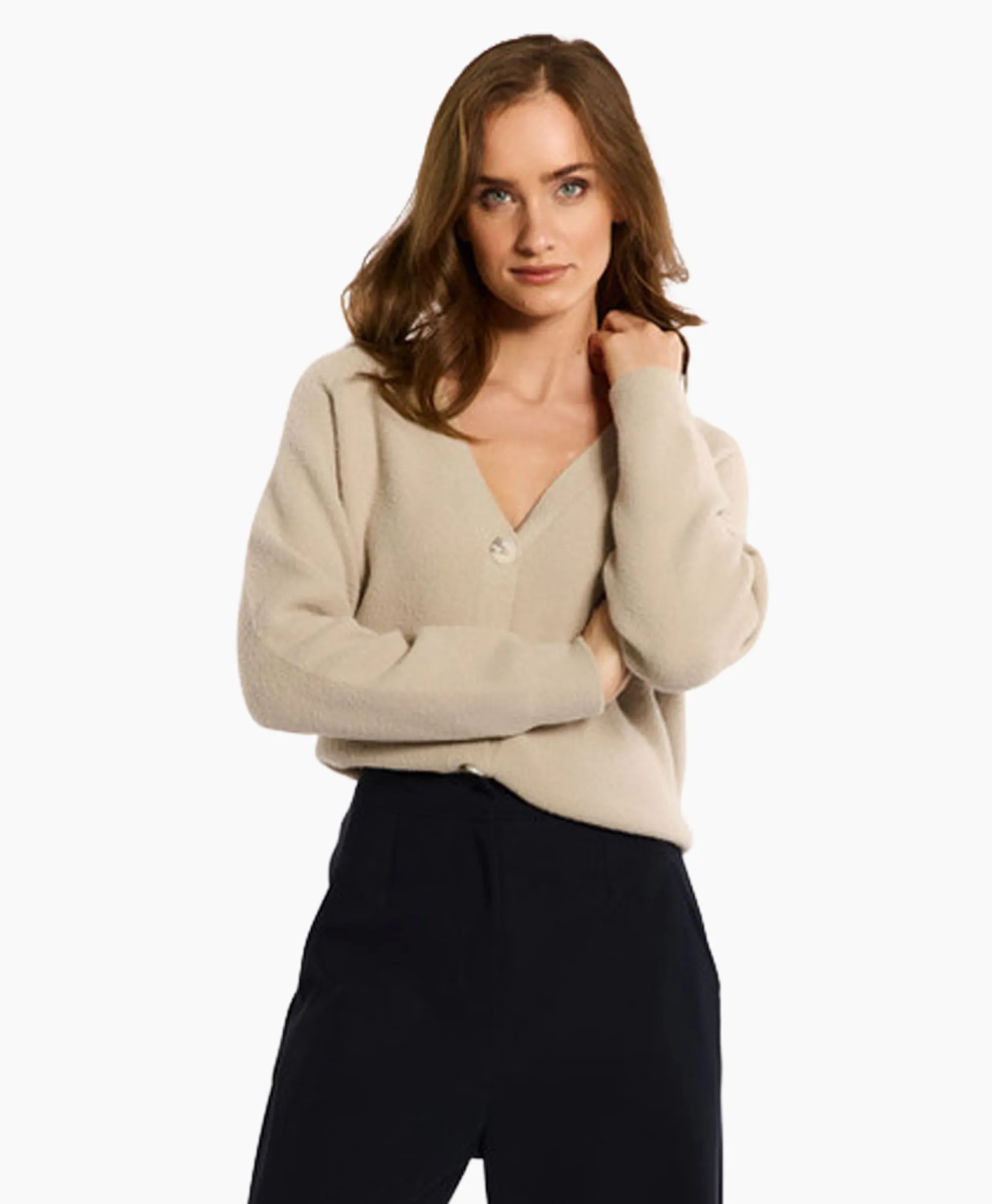 Studio Anneloes Vest Olivian Soft Cardigan Zand