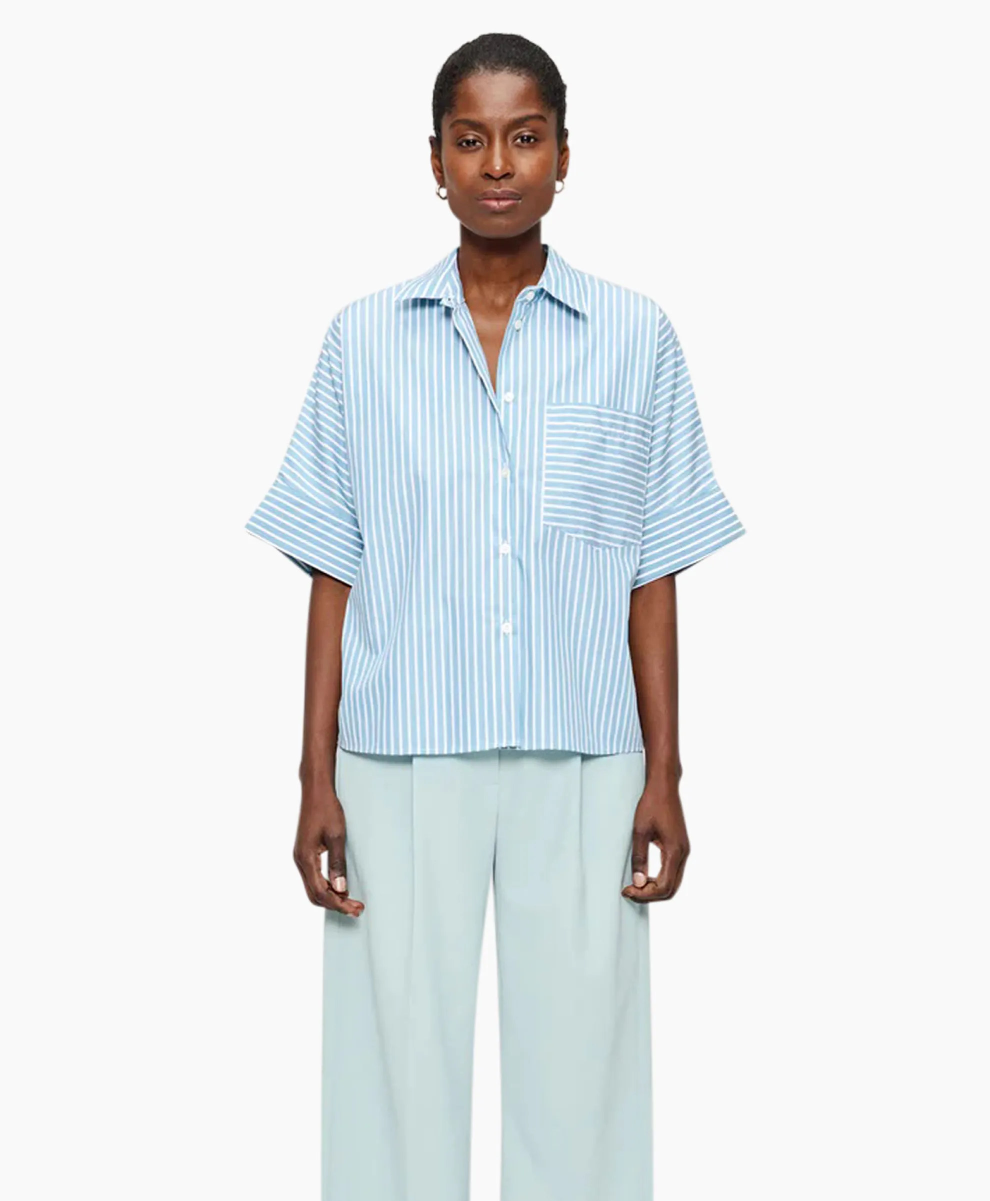 Zenggi Blouse Stripe Boxy Licht Groen